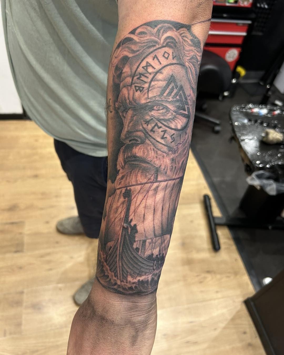Tattoo by @darren_room5_spencer — black_and_grey, realism
