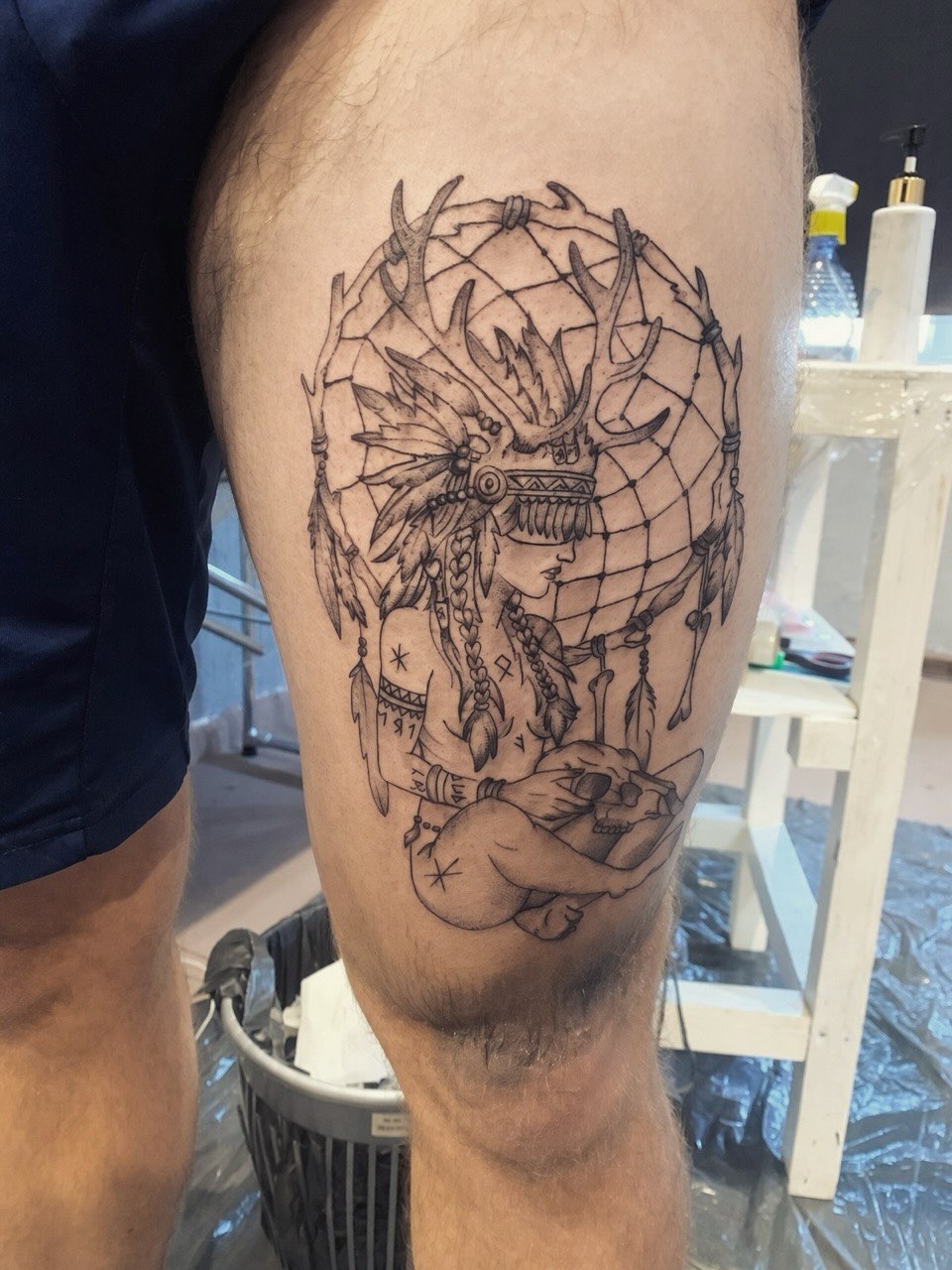 Tattoo by @_cats_and_tatts_ — black_and_grey, tribal