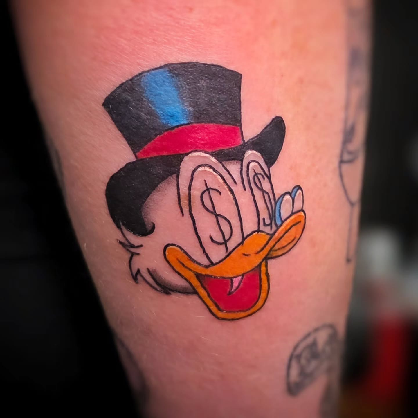 Donald duck American traditional tattoo on the forearm by Jam ⚡️🐉🖤