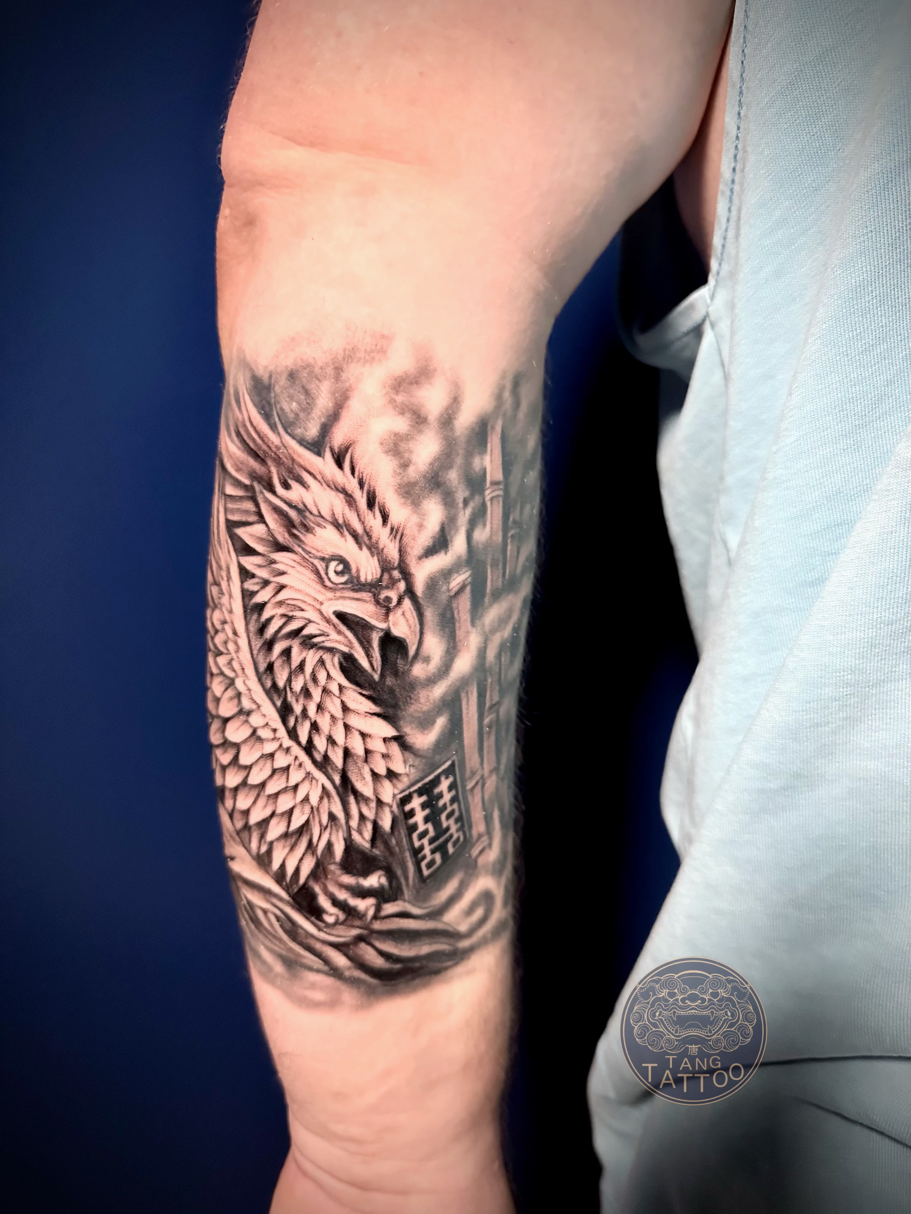 Dragon realism tattoo on the forearm by Tang tattoo, Houston, Texas