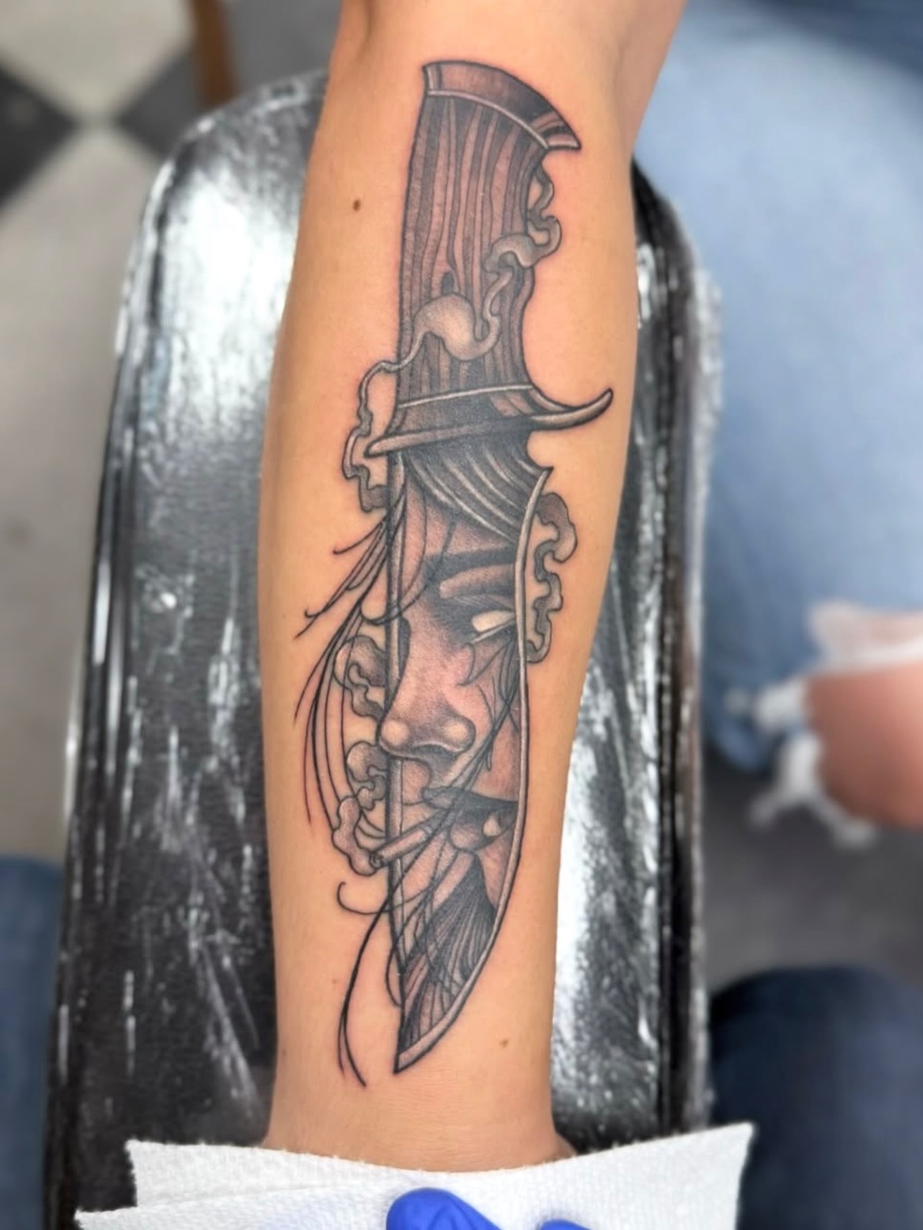 Tattoo by @valhallarosetattoo — black_and_grey