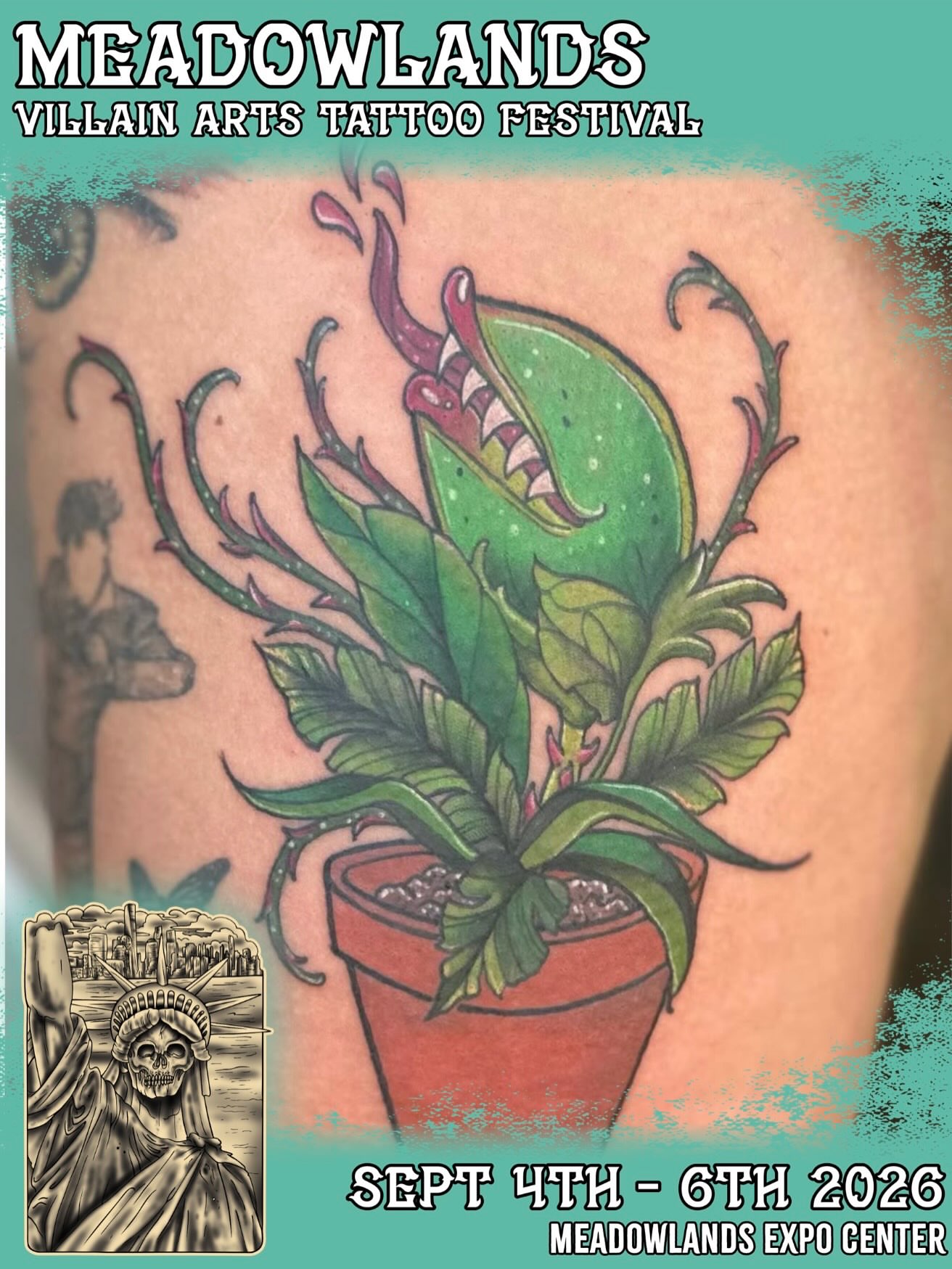 Pitcher plant illustrative tattoo on the thigh by 𝕵𝖊𝖘𝖘𝖆 𝕭𝖎𝖌𝖊𝖑𝖔𝖜, Harrison, New Jersey