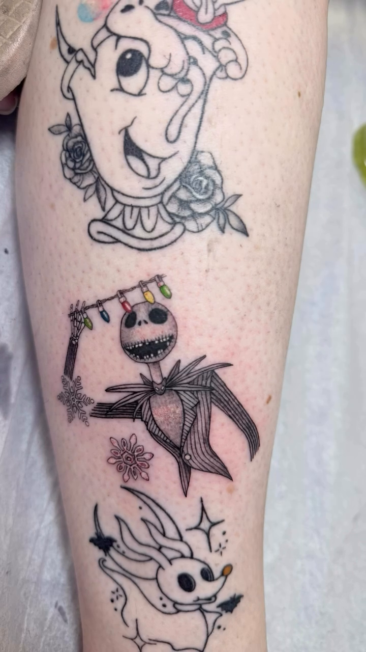 Jack Skellington and Zero anime tattoo by Ink About Me - Amanda’s Fine Lines