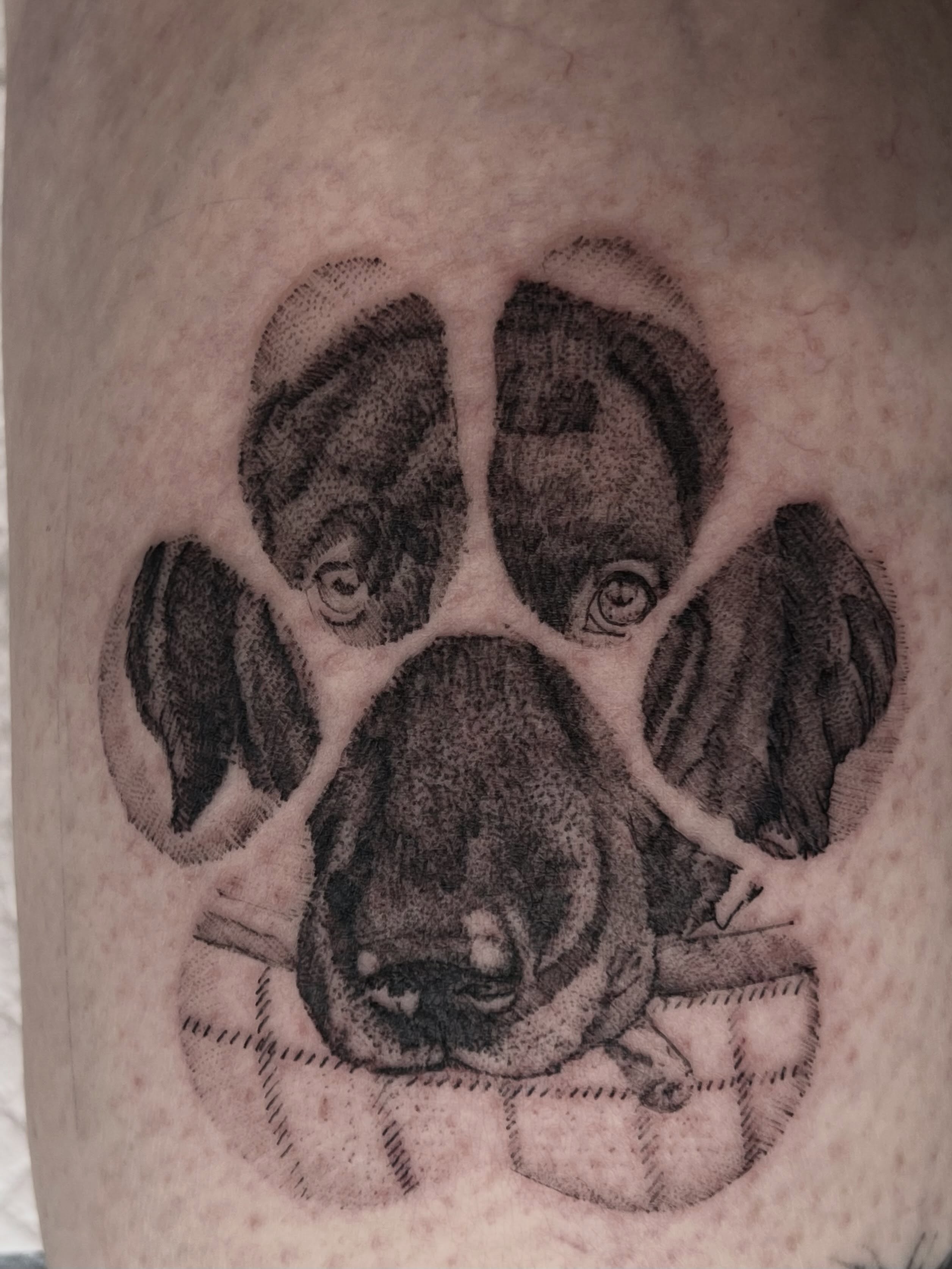 Tattoo by @mattbagodonuts — dotwork, realism