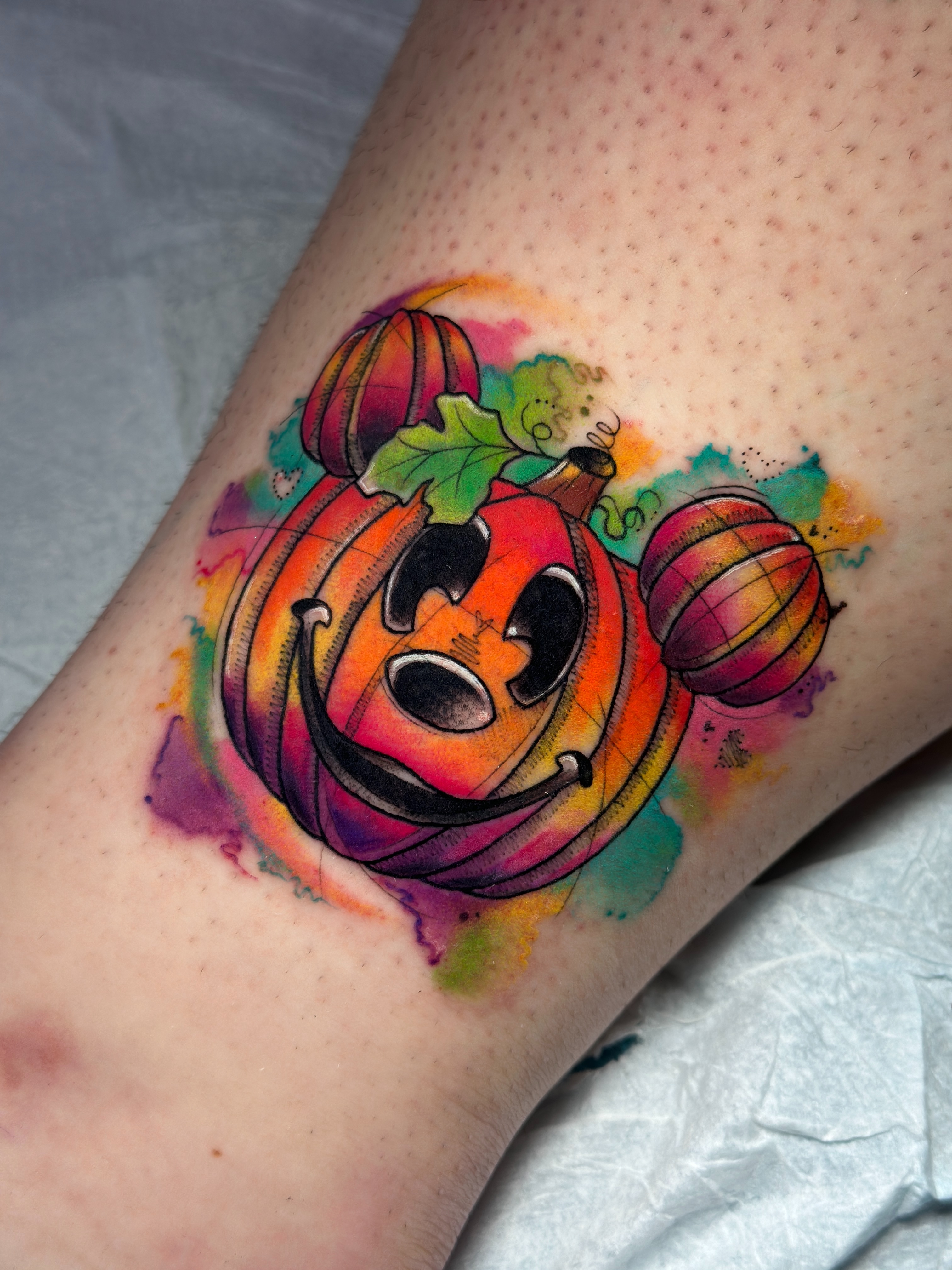 Pumpkin watercolor tattoo on the forearm by โ ๐ฟ๐๐ ๐ญ๐๐๐๐