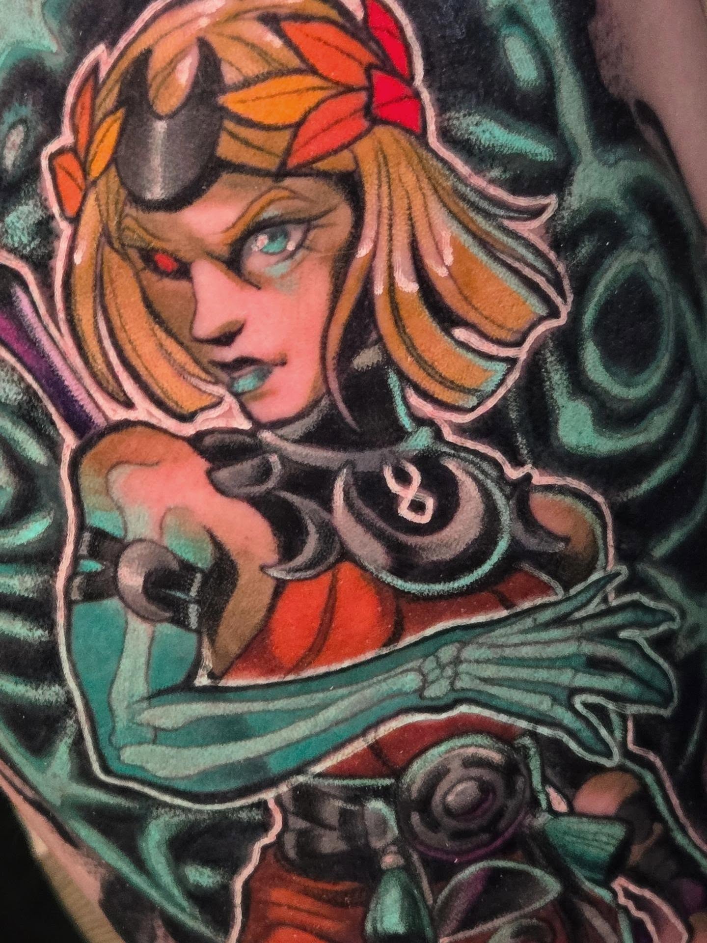 Female warrior American traditional tattoo on the torso by ◇  Kristyn Kay  ◇ Tattoo Warlock, Des Moines, Iowa