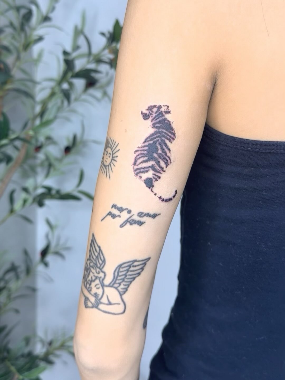 Zebra silhouette black and grey tattoo on the forearm by Joey tattoo