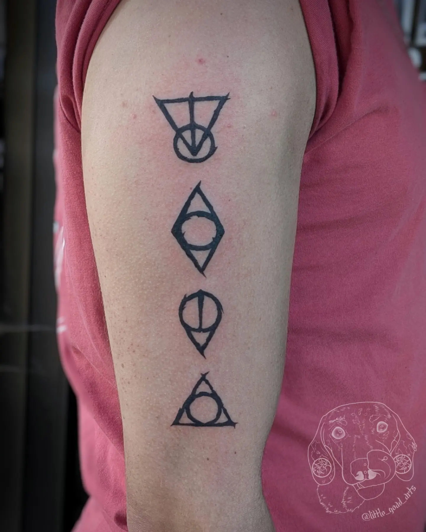 Geometric symbols geometric tattoo on the forearm by Doni Goad, Knoxville, Tennessee