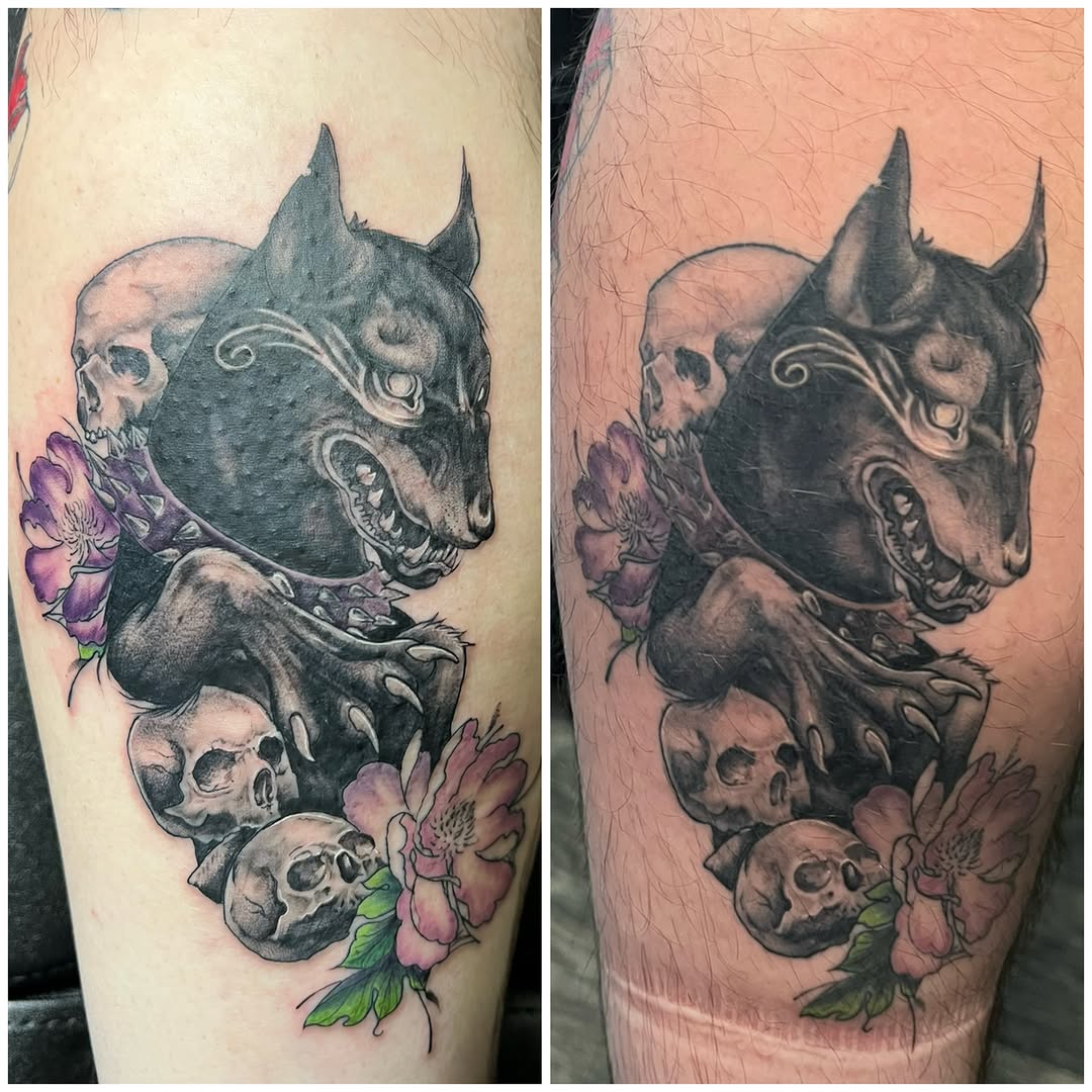 Tattoo by @chaos_glitch21 — dark_realism, black_and_grey