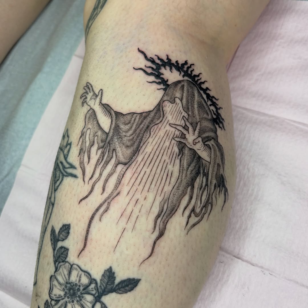 Tattoo by @softcorehorror — black_and_grey, realism