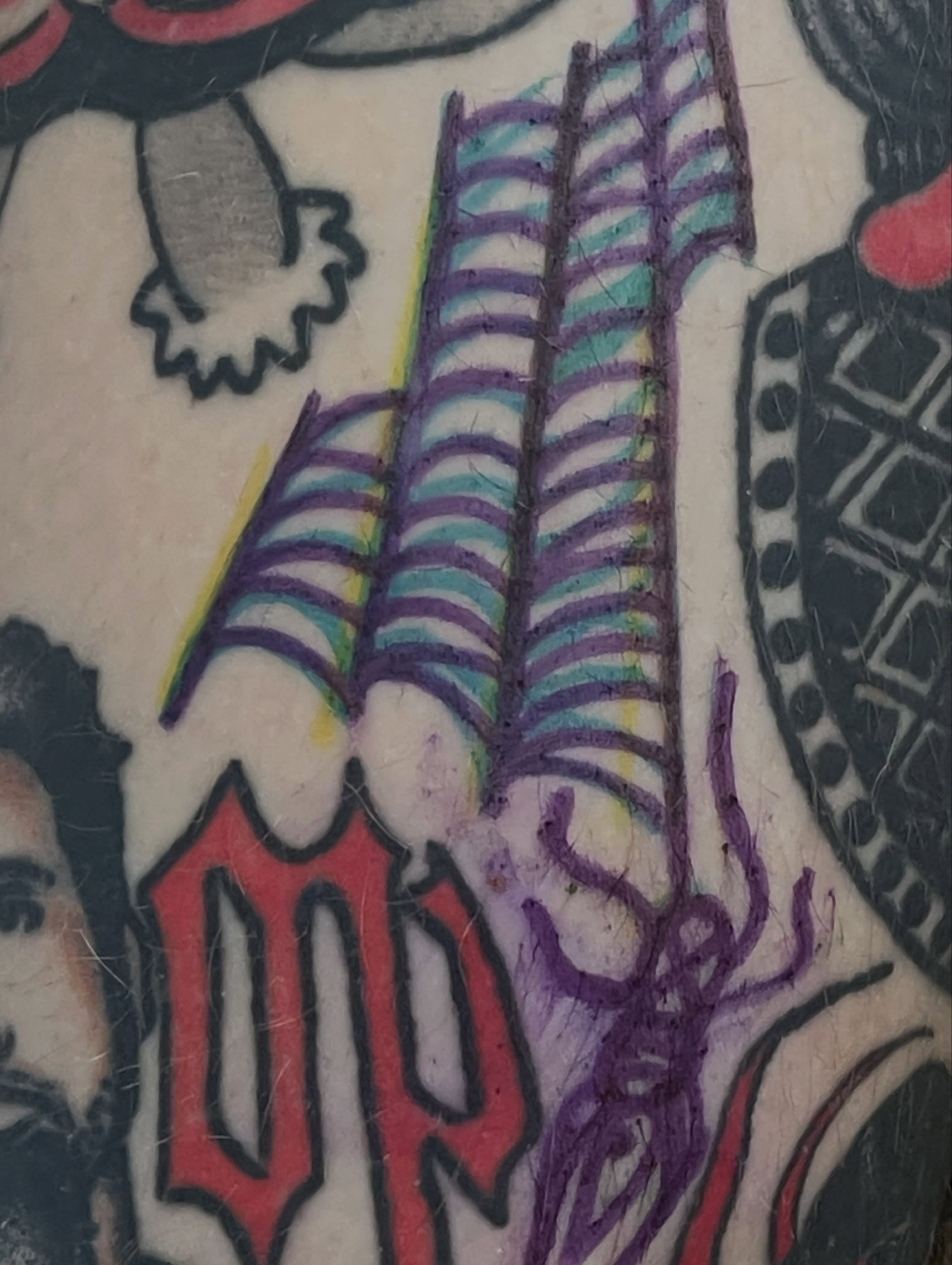 Spine script American traditional tattoo on the back by Devyn Hightower