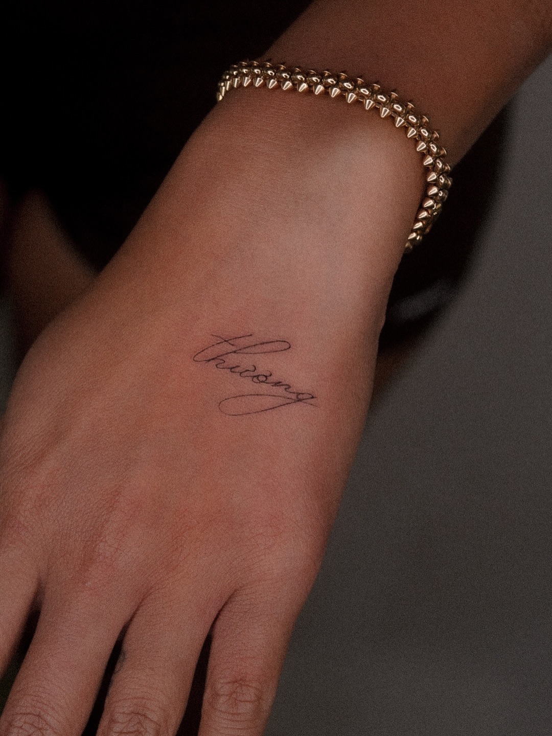 Script lettering lettering script tattoo on the forearm by Joy Christiana
