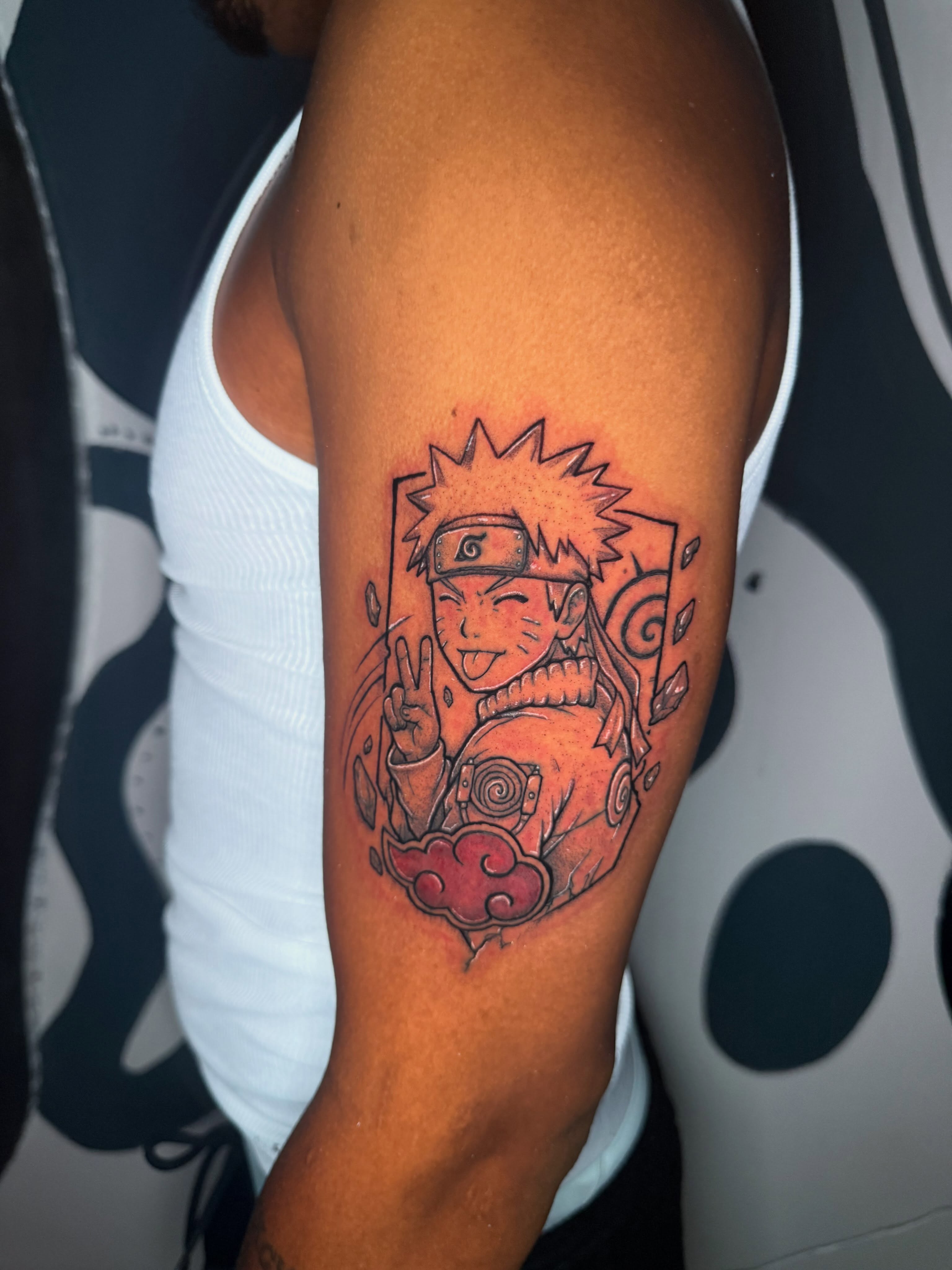 Naruto anime tattoo on the forearm by Kelsoink