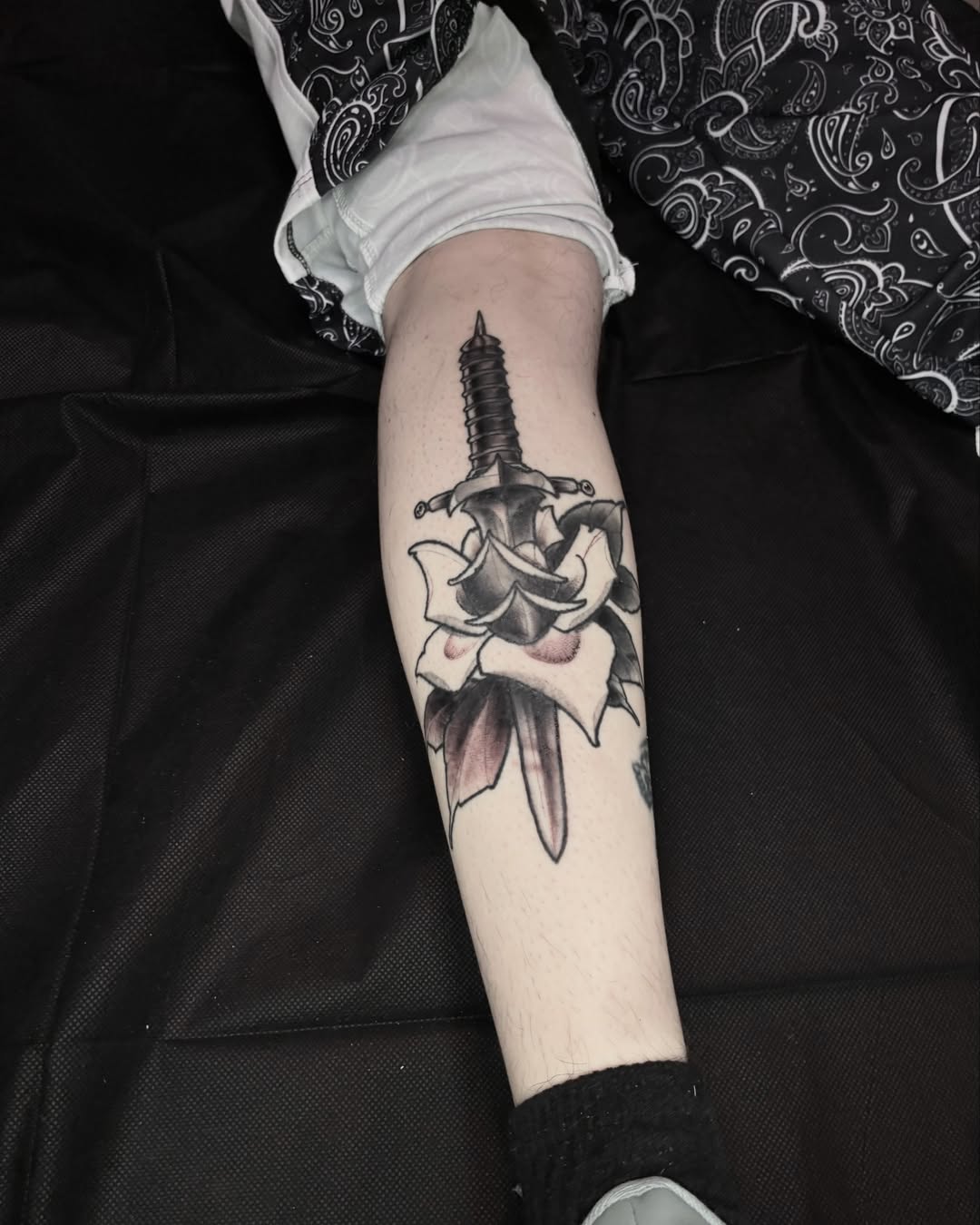 Tattoo by @heavyhandles — black_and_grey, realism