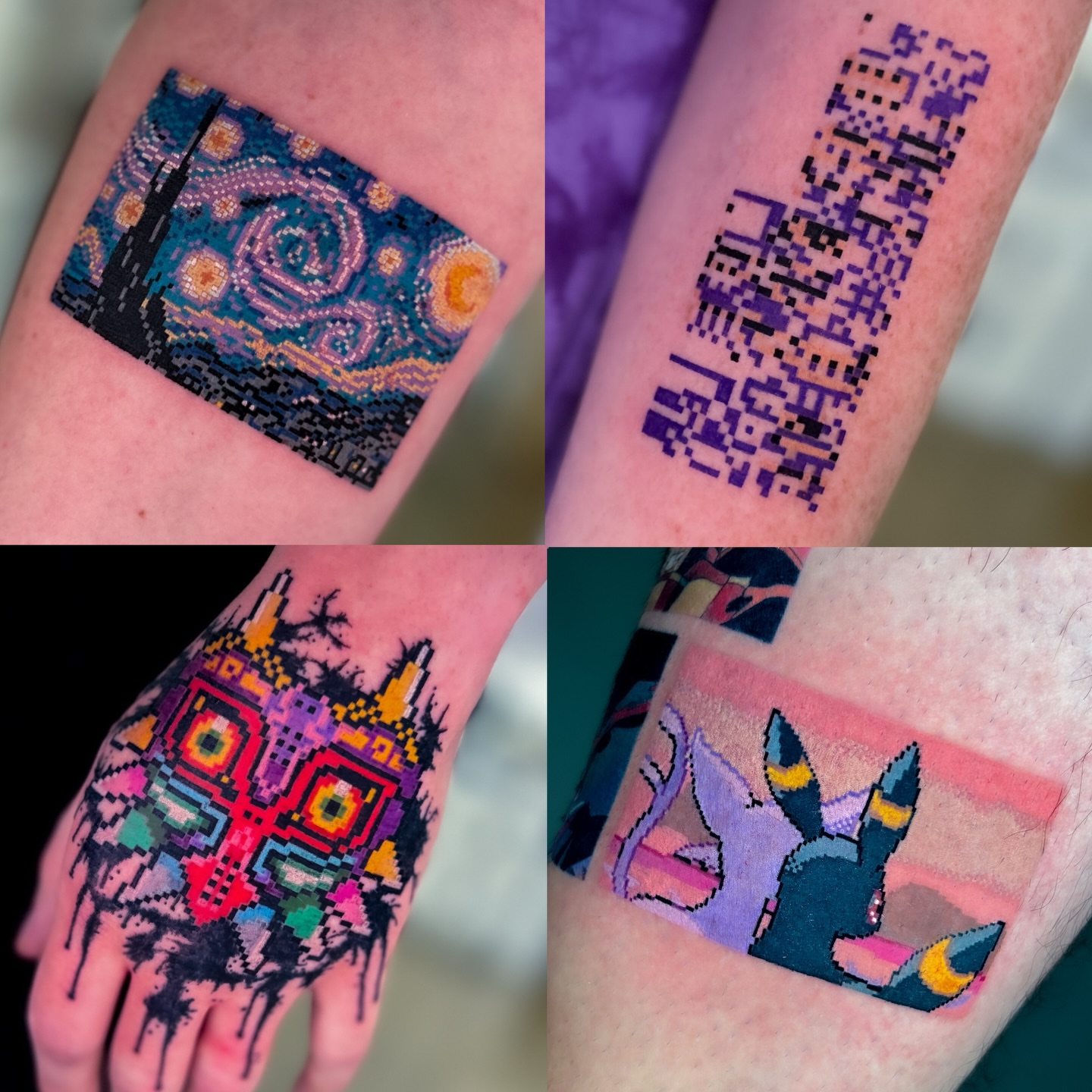 Pixel art dotwork tattoo on the forearm by m r p i x e l ๐ธ๐ฌ