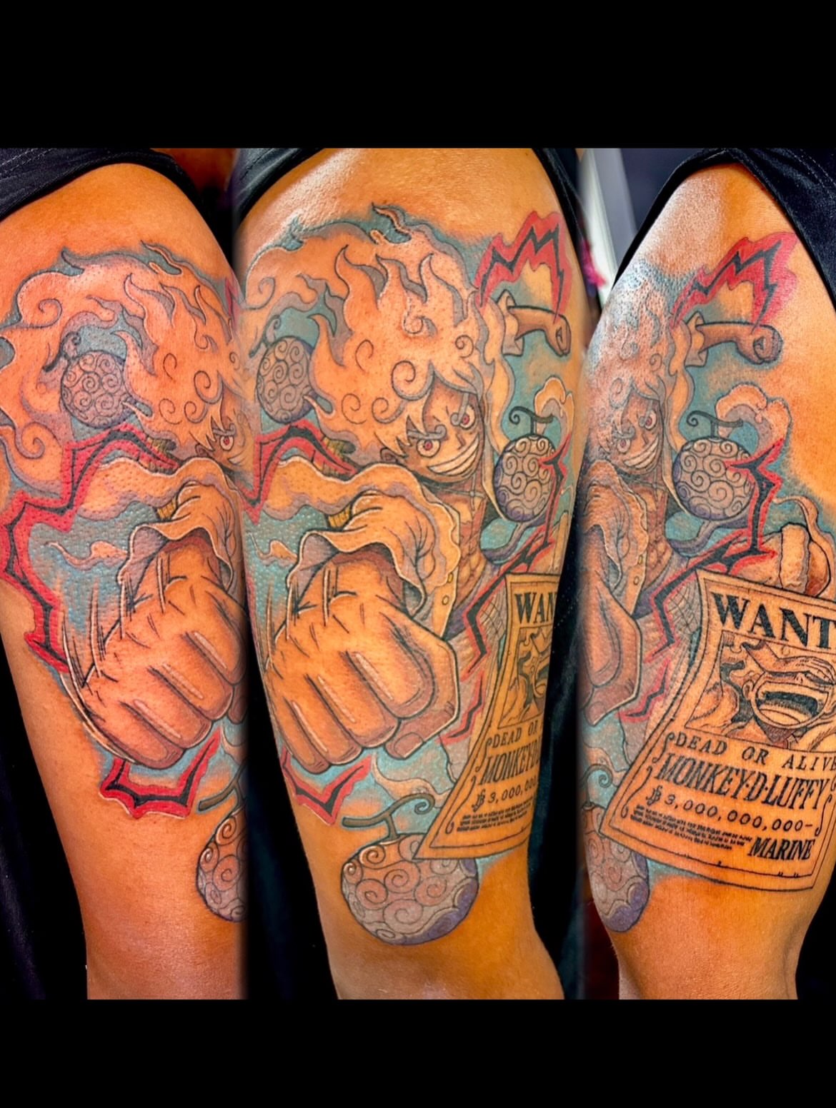 Monkey D. Luffy anime tattoo on the forearm by Jon Byrd