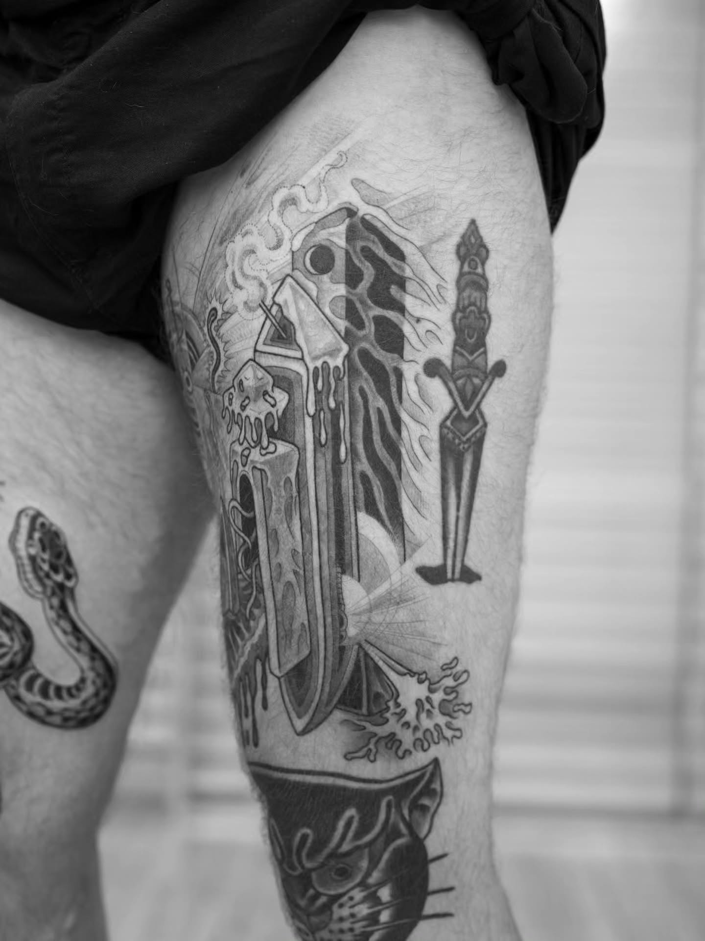 Tattoo by @bramadey — black_and_grey