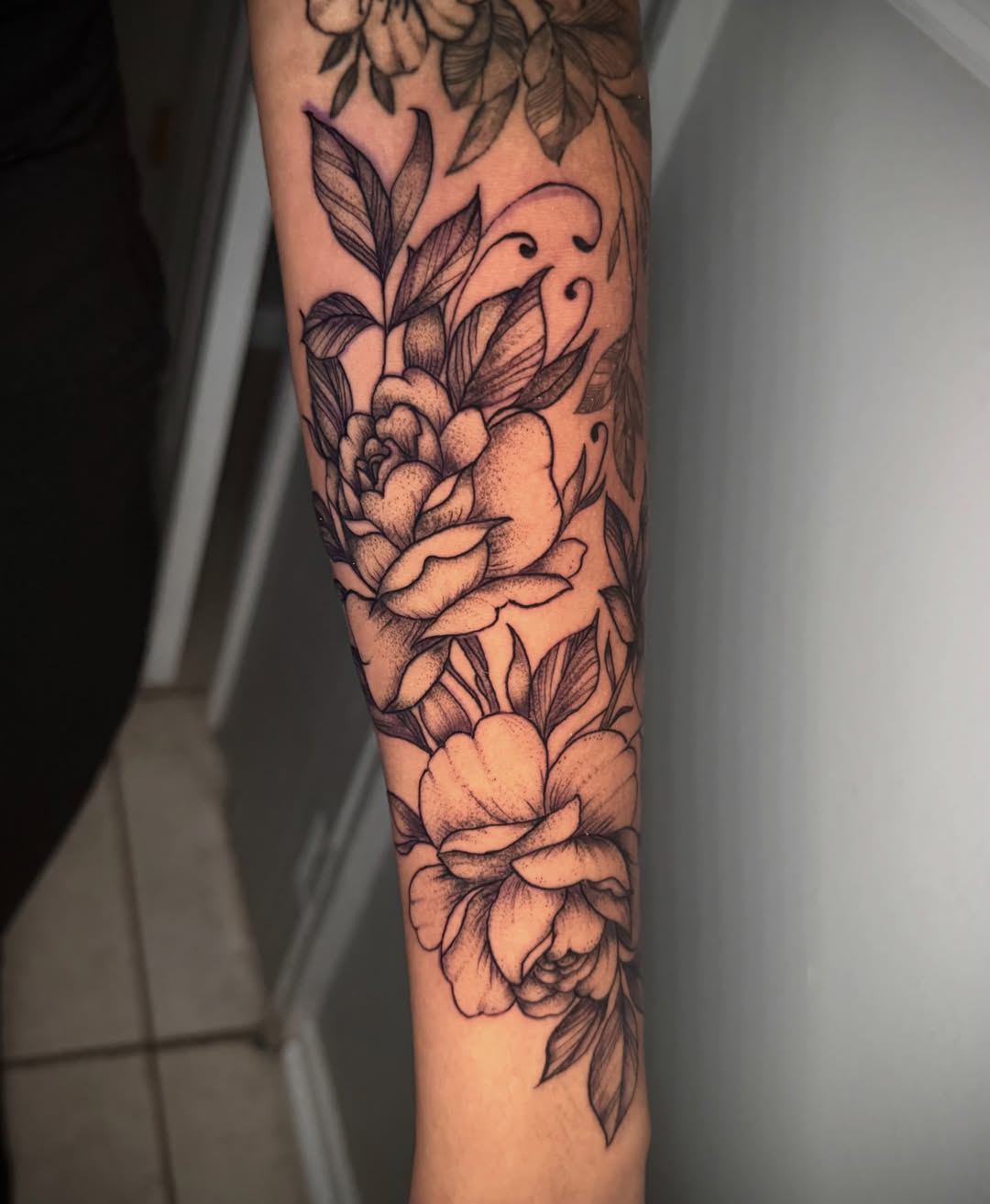 Tattoo by @spikes.and.daisies — dotwork, black_and_grey