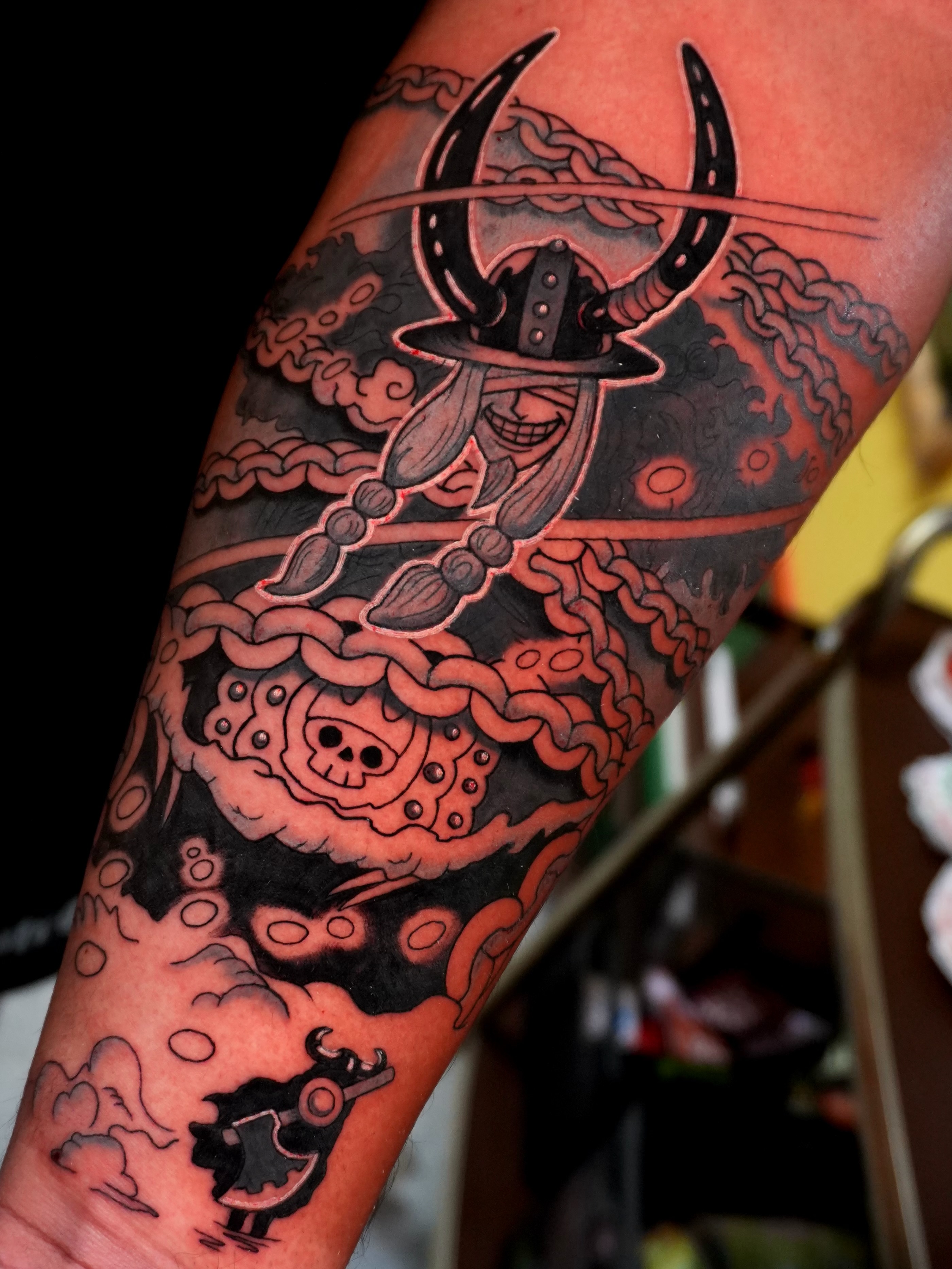 Pirate with horns japanese irezumi tattoo on the forearm by Sophie ✨ Nashville Tattoo Artist ✨