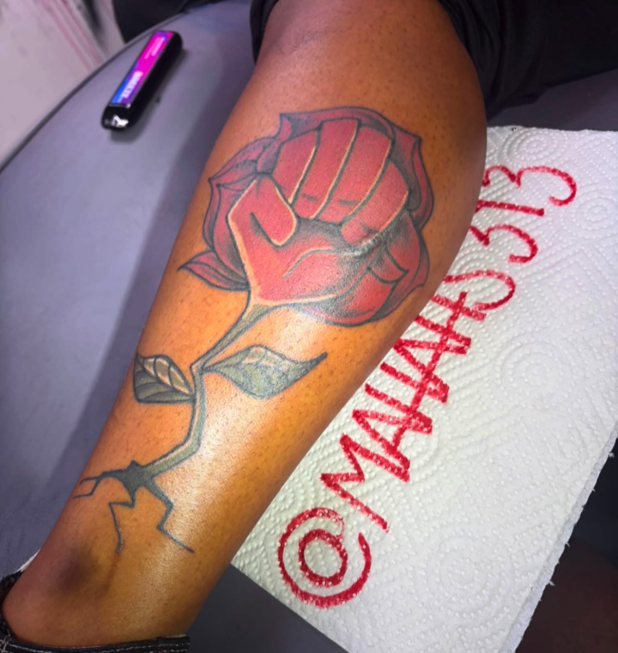 Rose American traditional tattoo on the forearm by 🔥Matt Tatts 313🔥