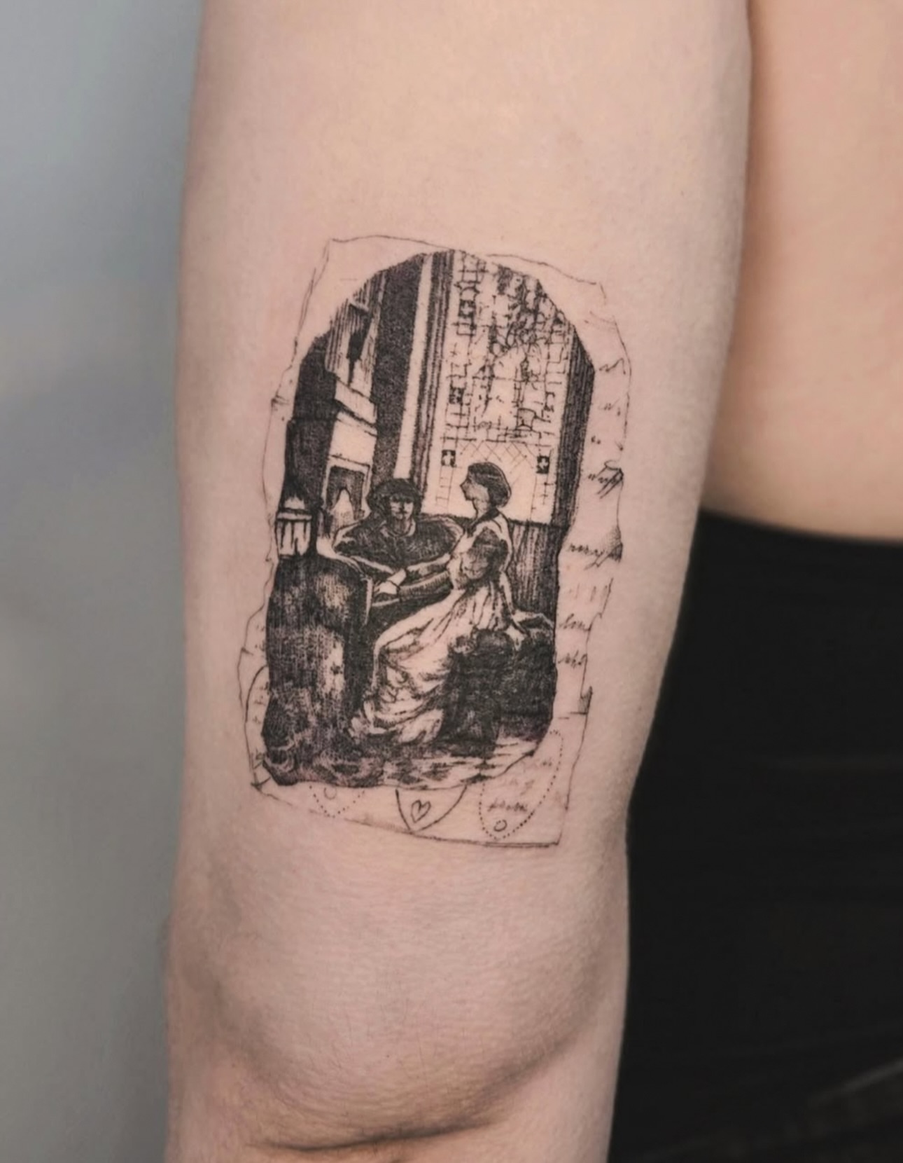 Street scene realism tattoo on the forearm by Vintage tattoo