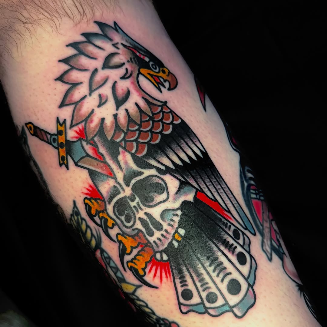 Tattoo by @nicholasgtattooer — american_traditional, dotwork
