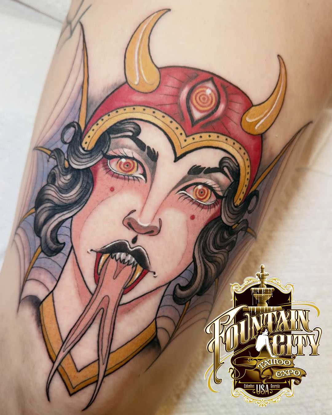 Viking warrior realism tattoo on the thigh by Jenn Golgan