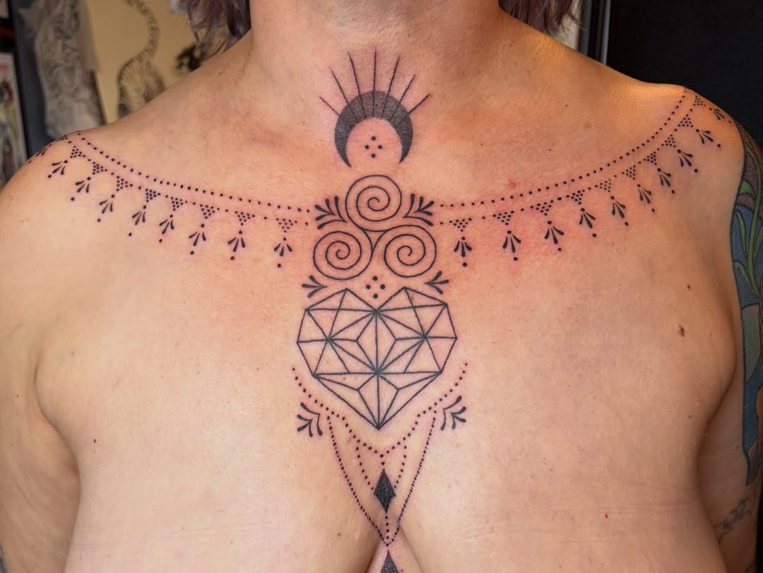Tattoo by @caitberries — dotwork, geometric