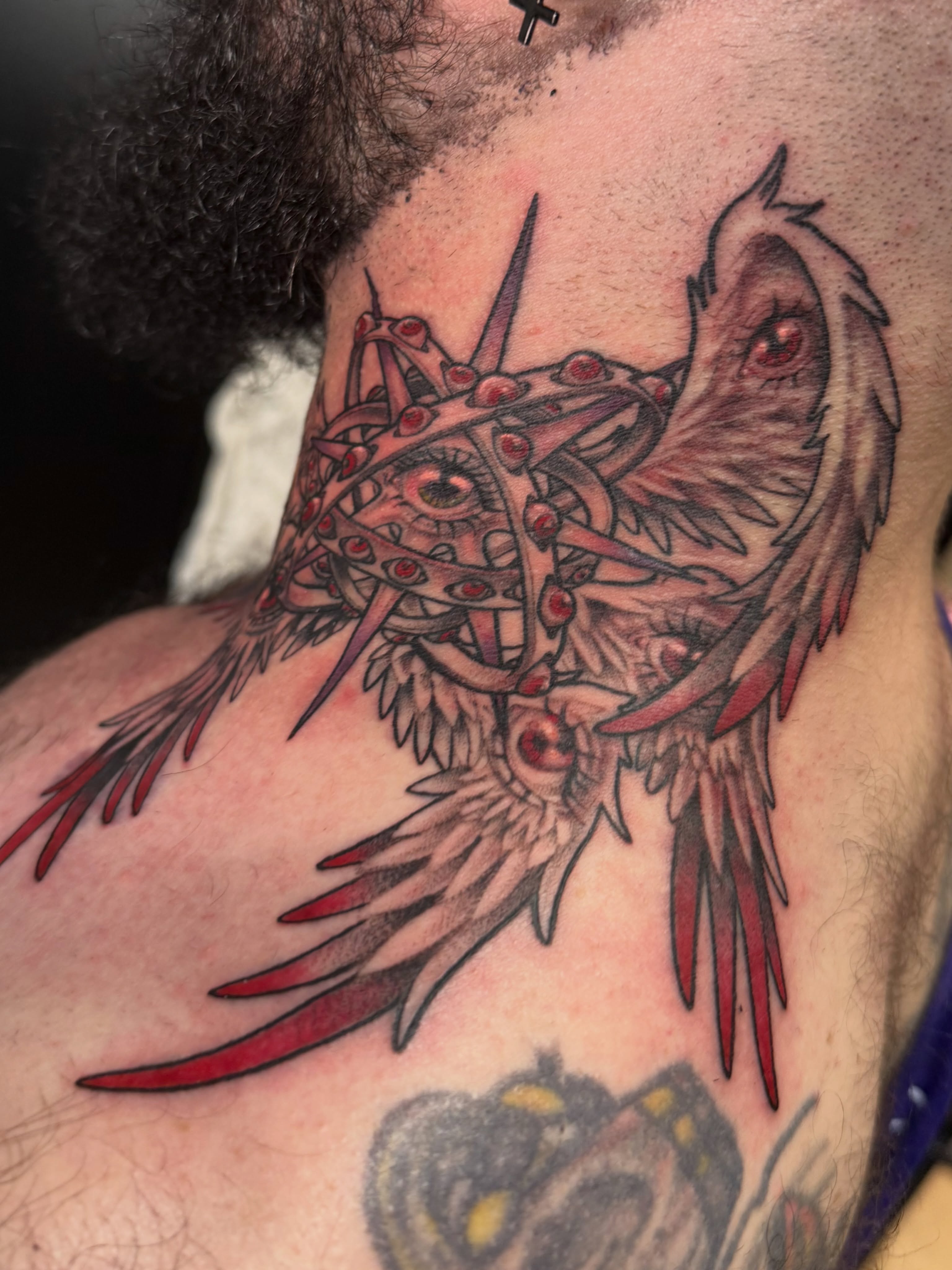 Bird geometric tattoo on the shoulder by Chloe Peters 🦭🦄🏳️‍🌈