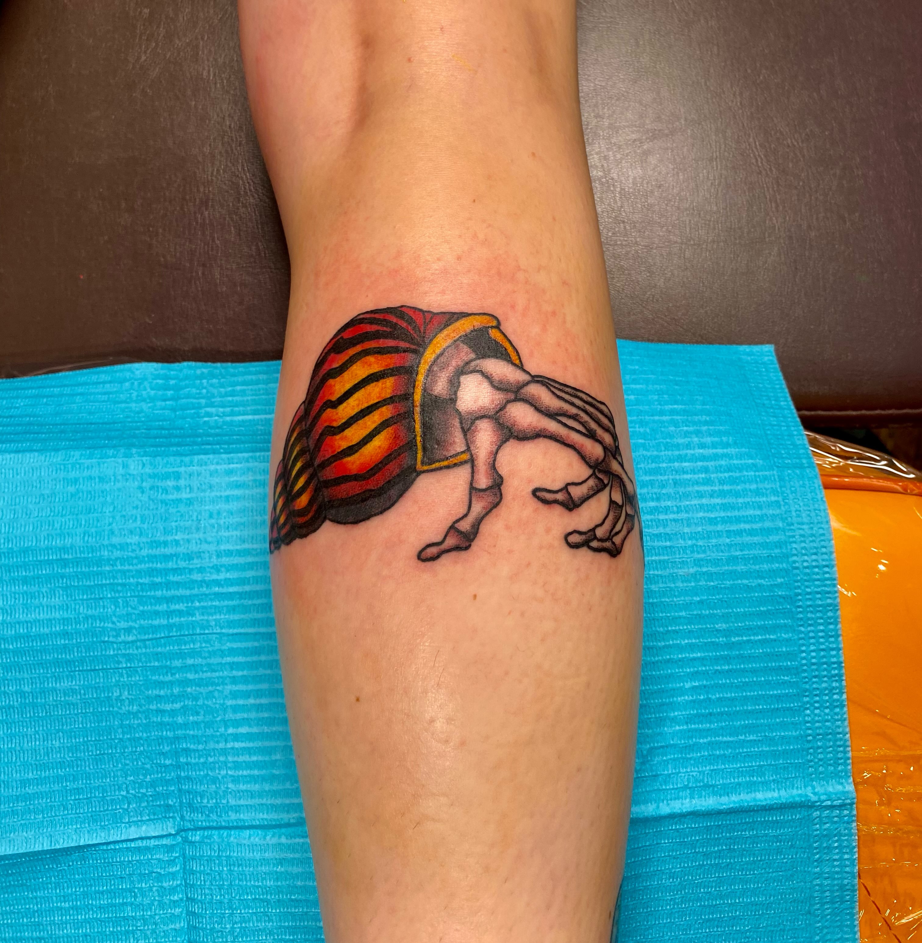 Striped creature realism tattoo on the forearm by Tommy O'Connell