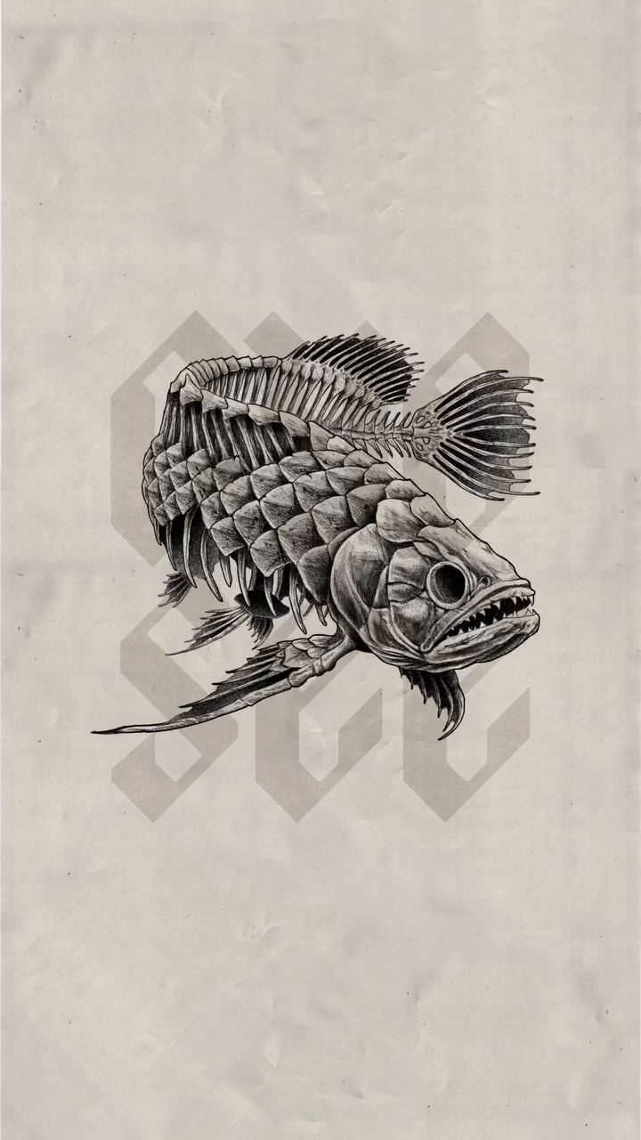 Fish skeleton realism tattoo by EyeSee Tattoos