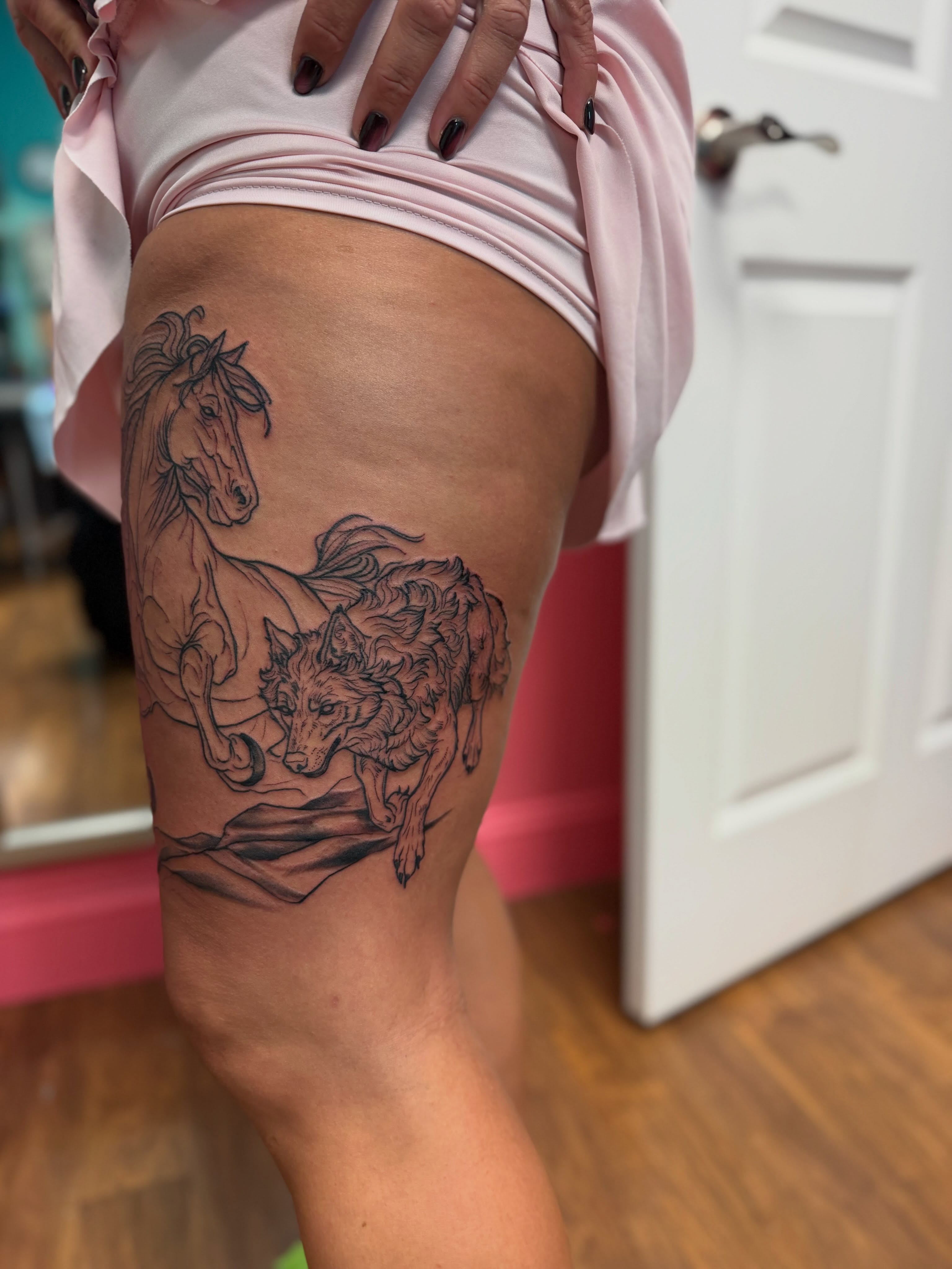 Tattoo by @panther_sha — black_and_grey