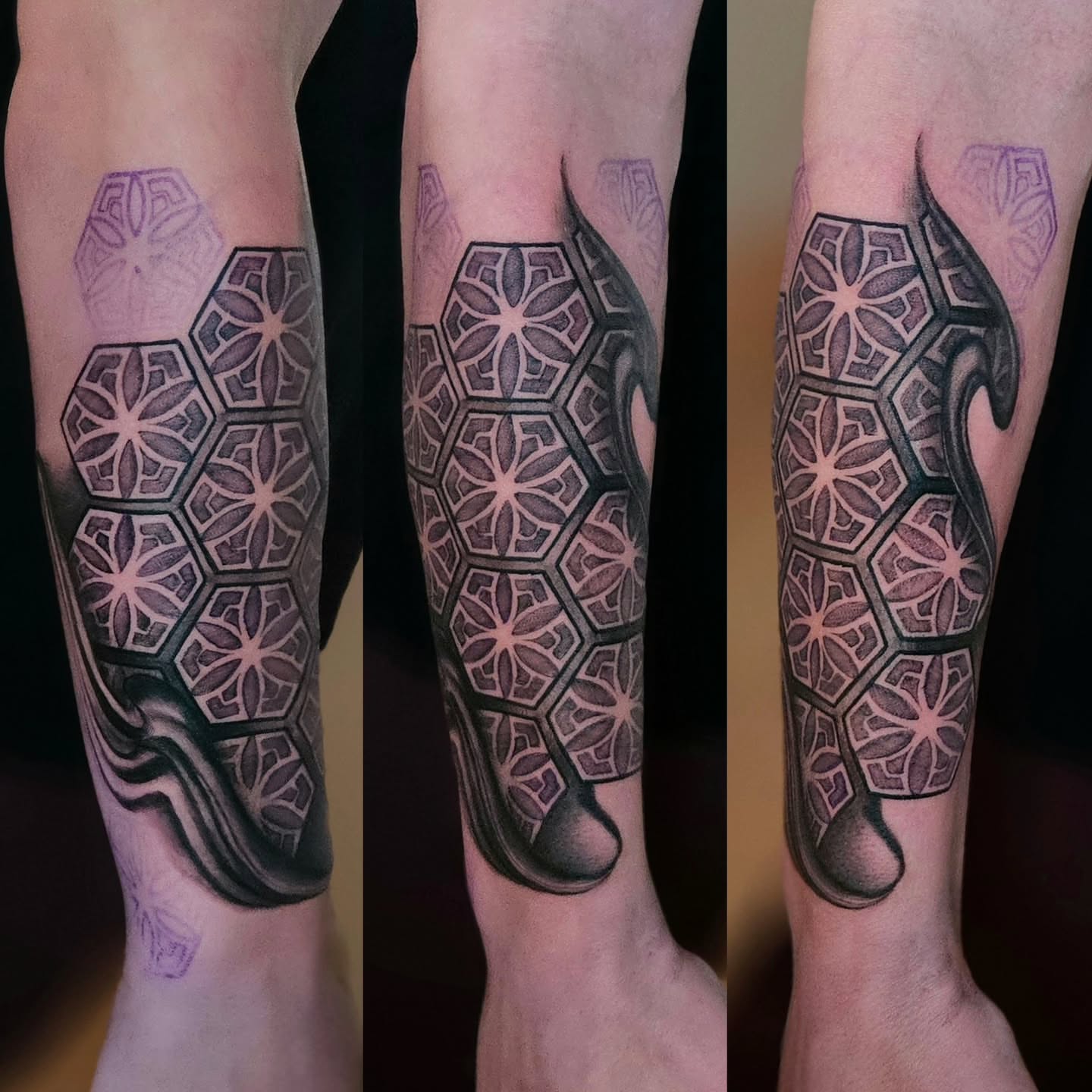 Geometric pattern geometric tattoo on the forearm by Justin J-rust Smith