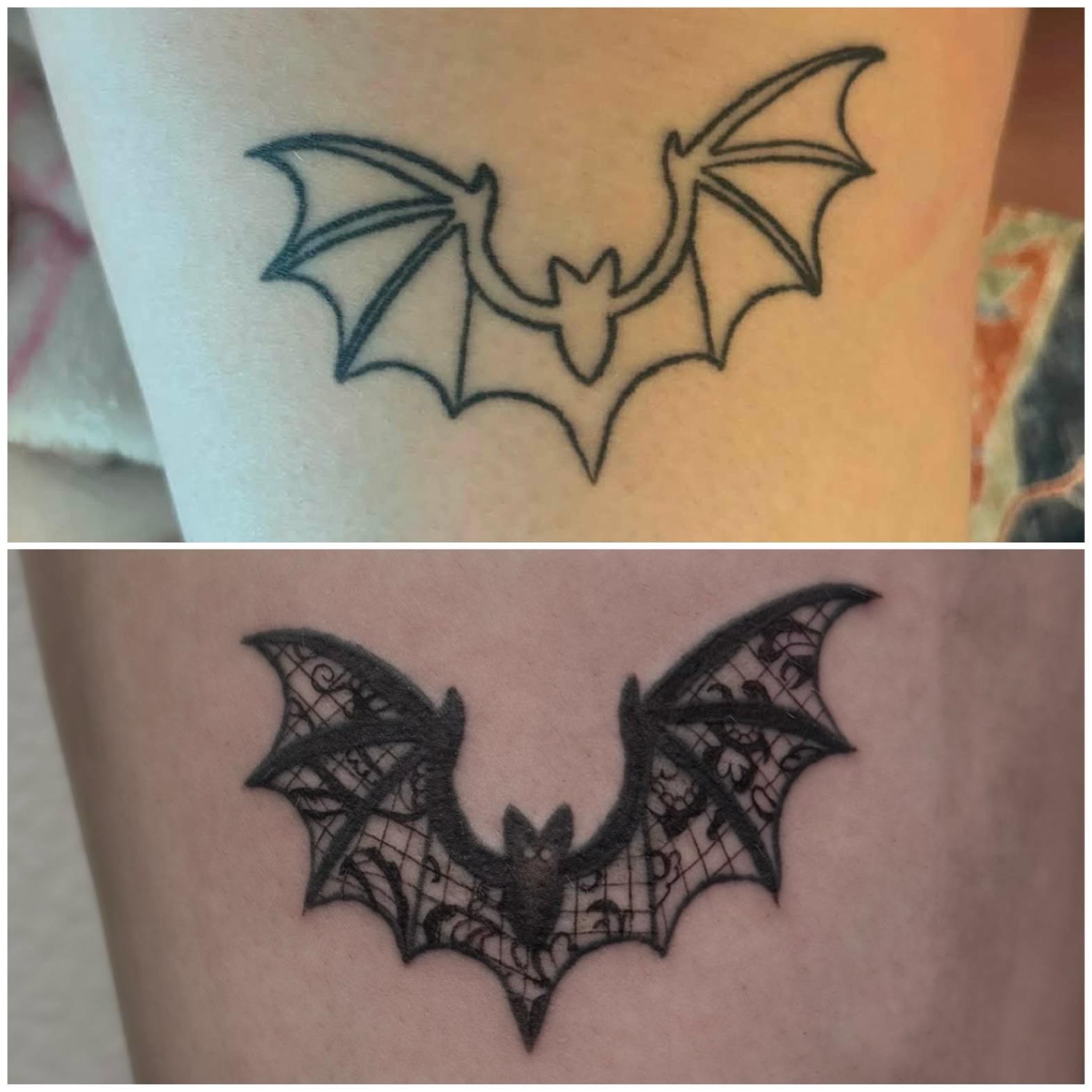 Bat black and grey tattoo on the forearm by Shay - Mandeville Tattoo Artist