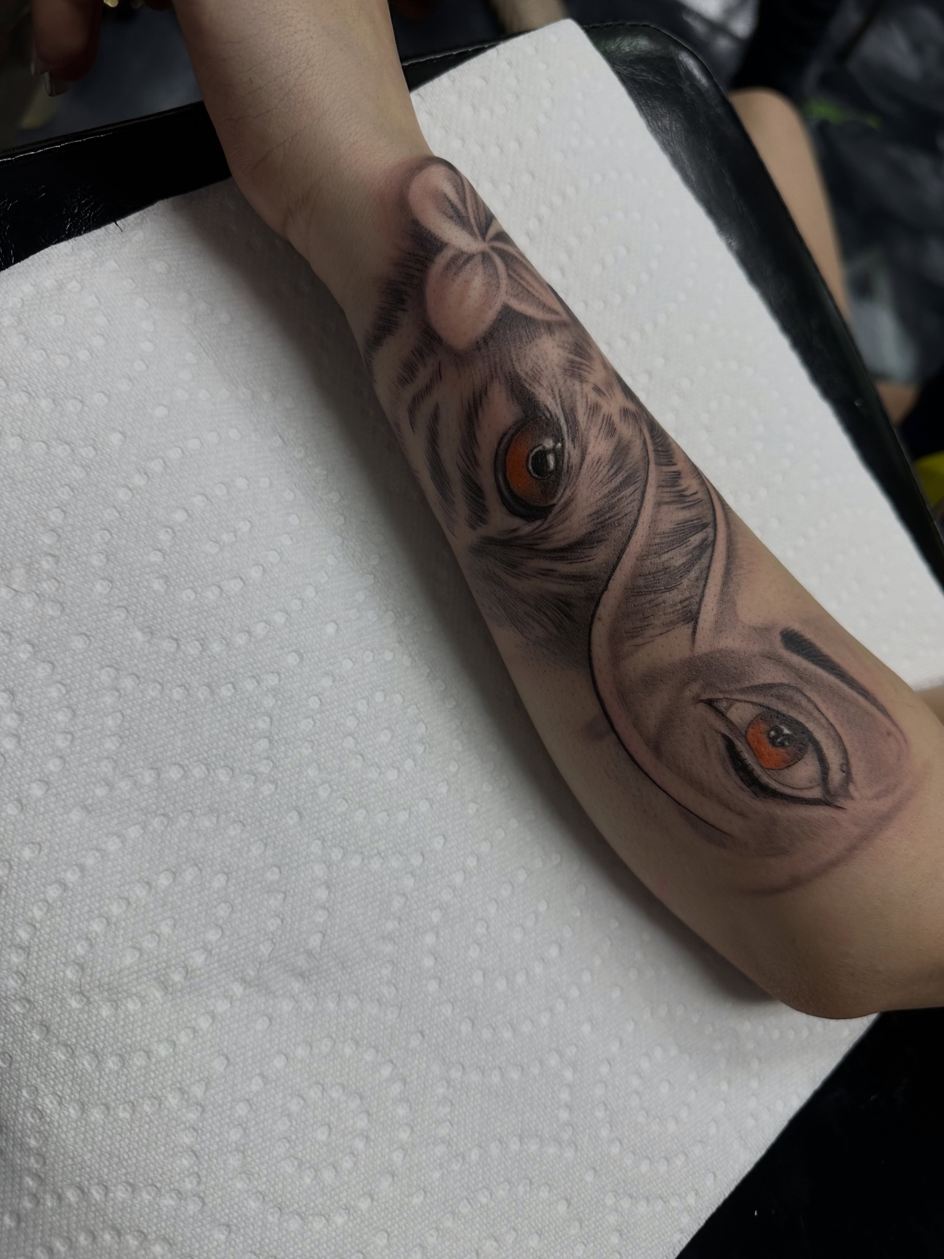Eyes realism tattoo on the forearm by 302inkgod, Wilmington, Delaware