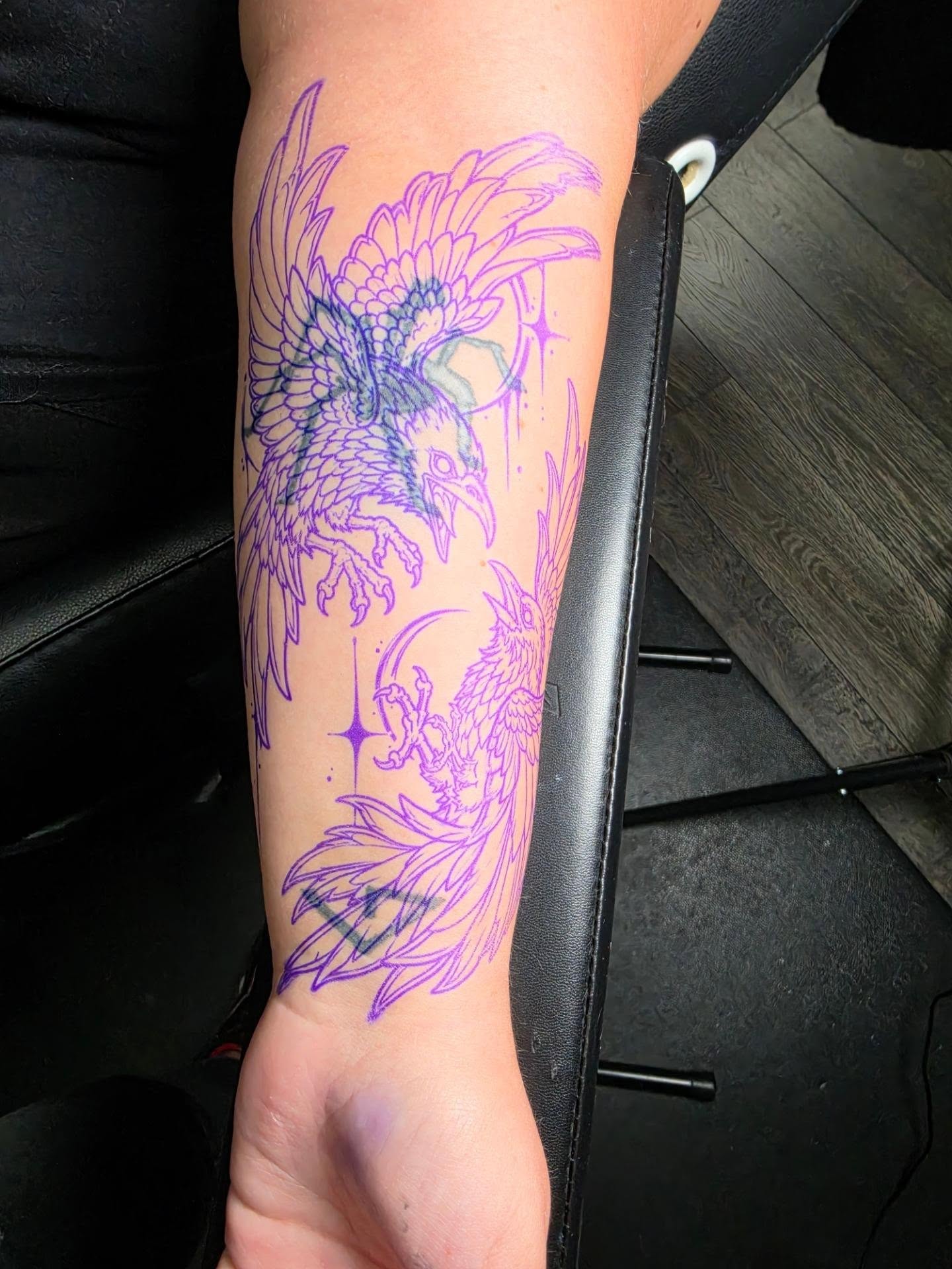 Tattoo by @darklunatattoos — dotwork, surrealism