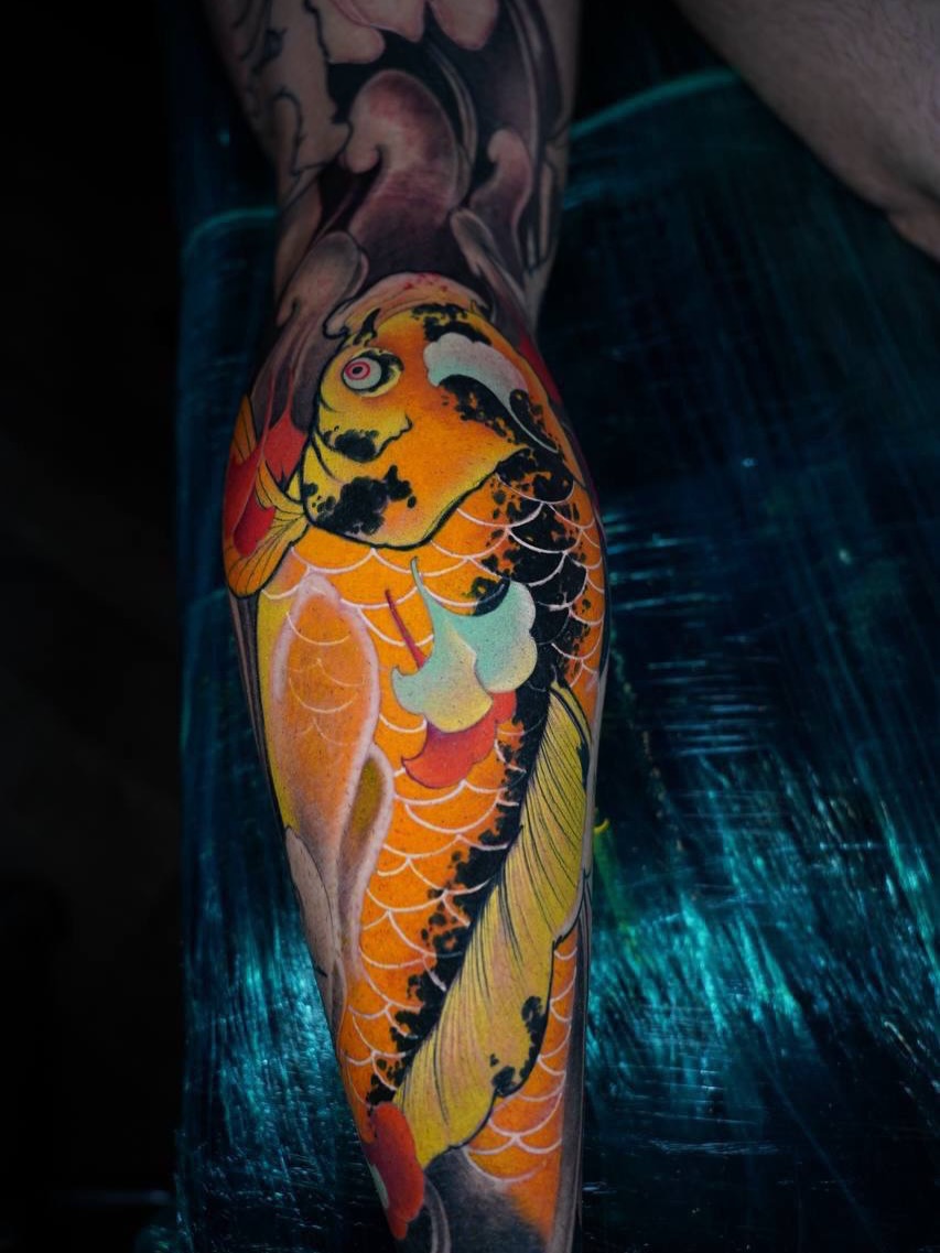 Koi fish japanese irezumi tattoo on the forearm by Grego Hernandez, Miami, Florida