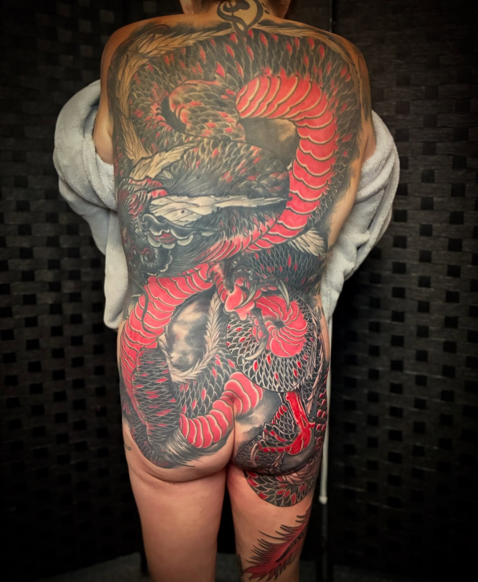 Dragon japanese irezumi tattoo on the back by Joey Knuckles