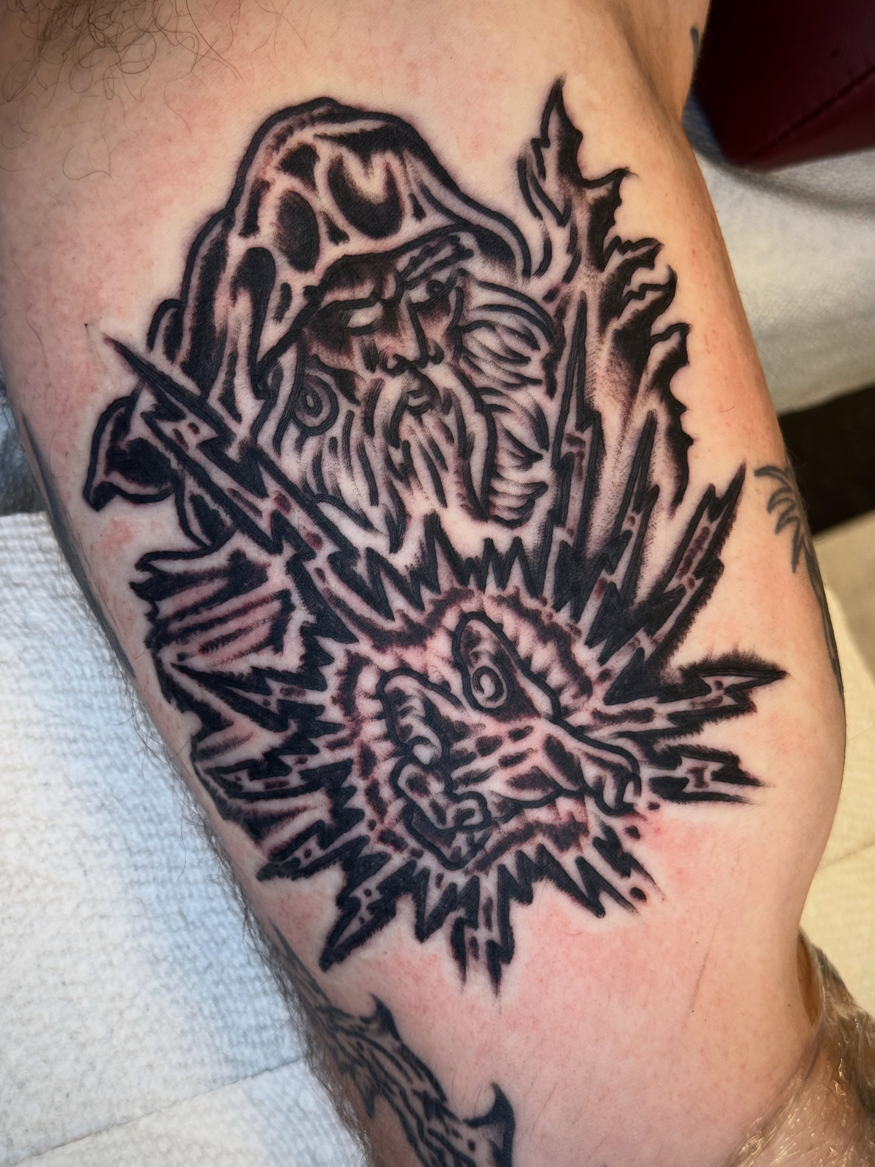 Tattoo by @trash.fires — black_and_grey