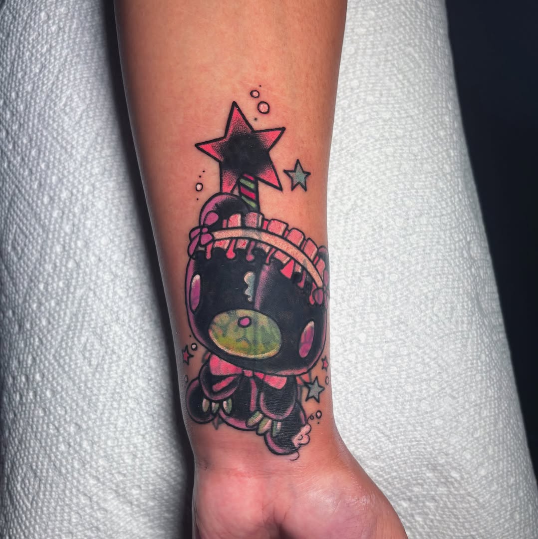 Space-themed character American traditional tattoo on the forearm by ♡ Demi ♡
