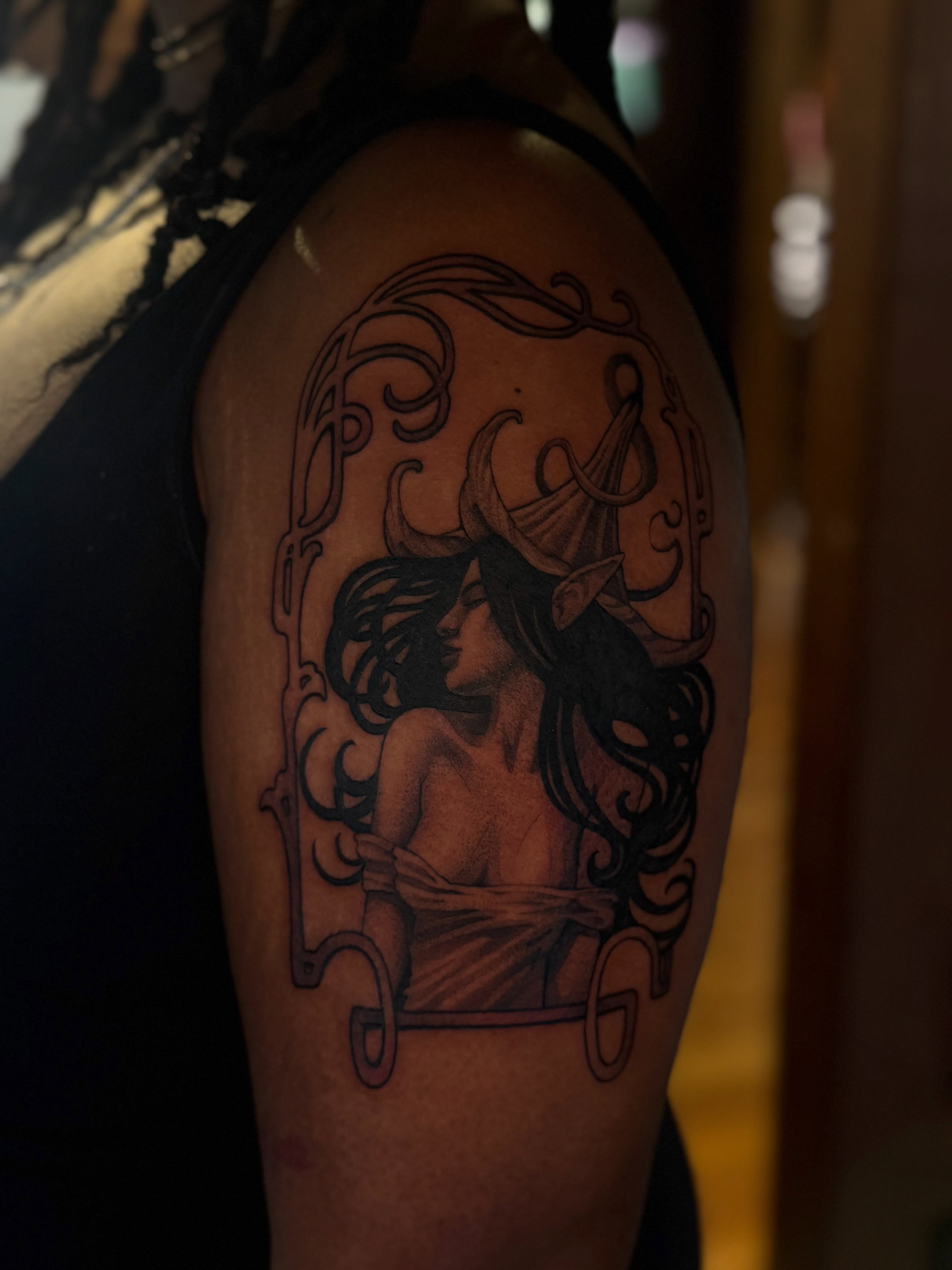 Tattoo by @goodgriefmarina — black_and_grey, illustrative