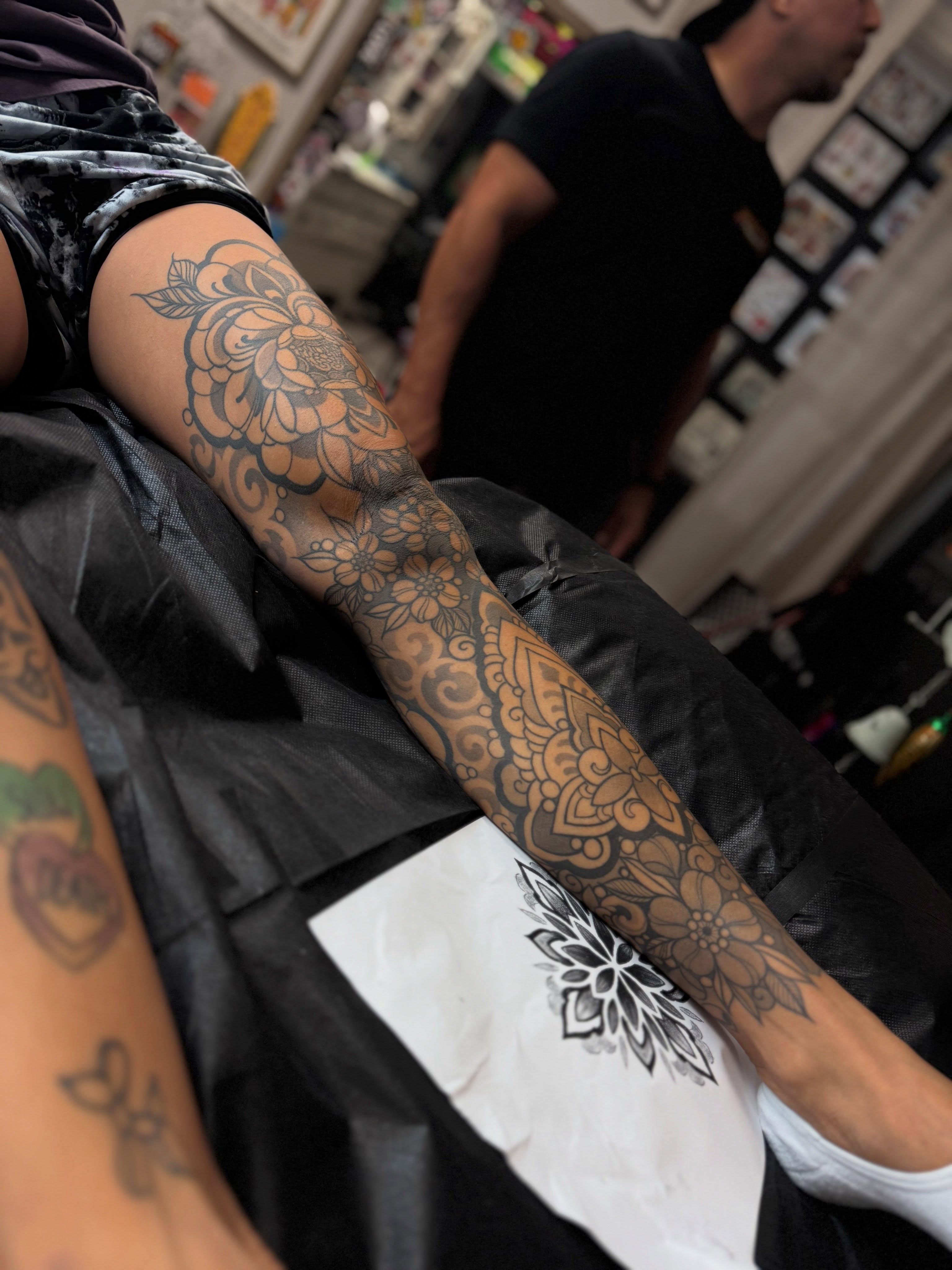 Floral mandala ornamental tattoo on the forearm by M A R I B e T H▪️k L A A R
