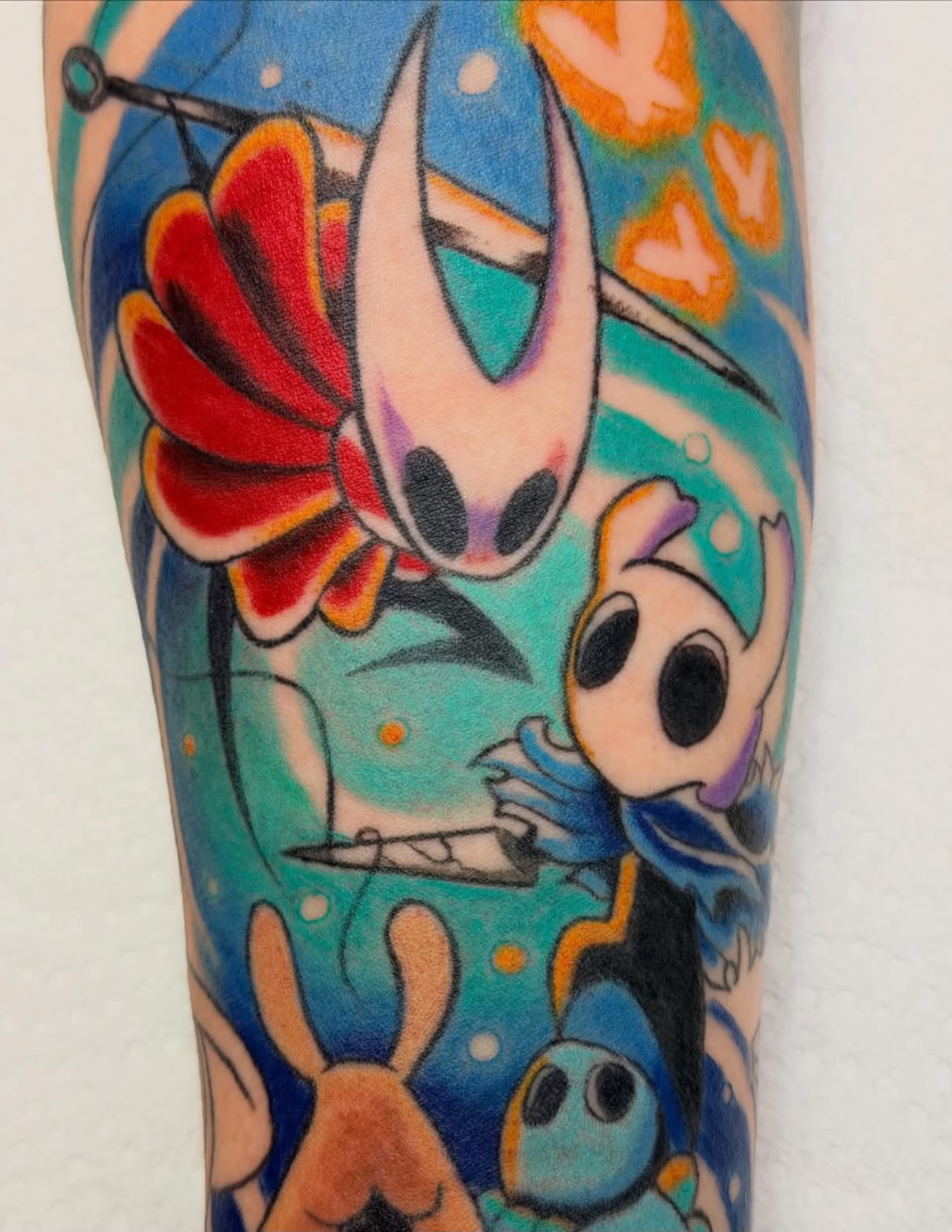 Ocarina of Time characters dotwork tattoo on the forearm by Kelsey Turnis