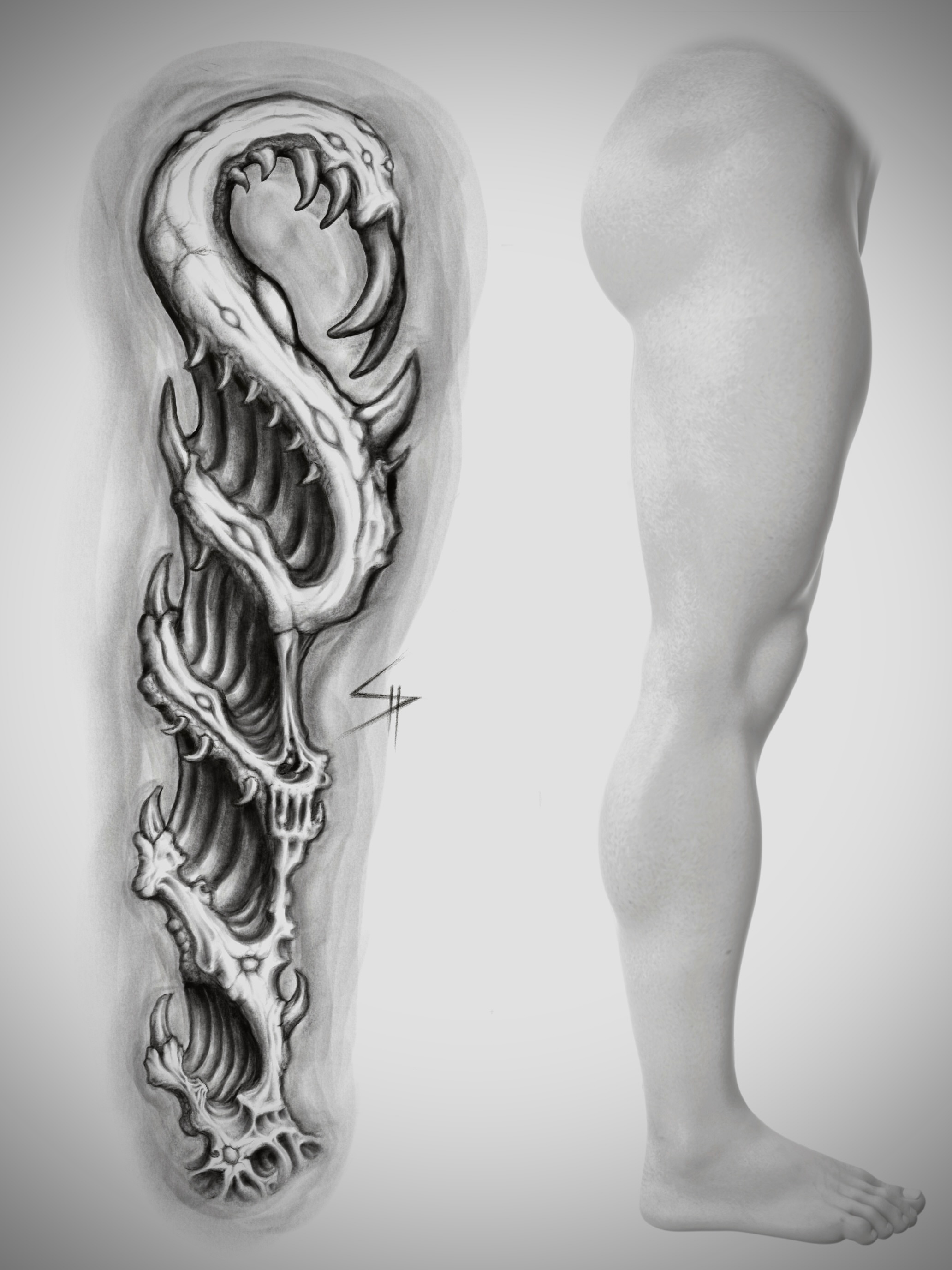 Tattoo by @kluch_tattoo — black_and_grey, dark_realism