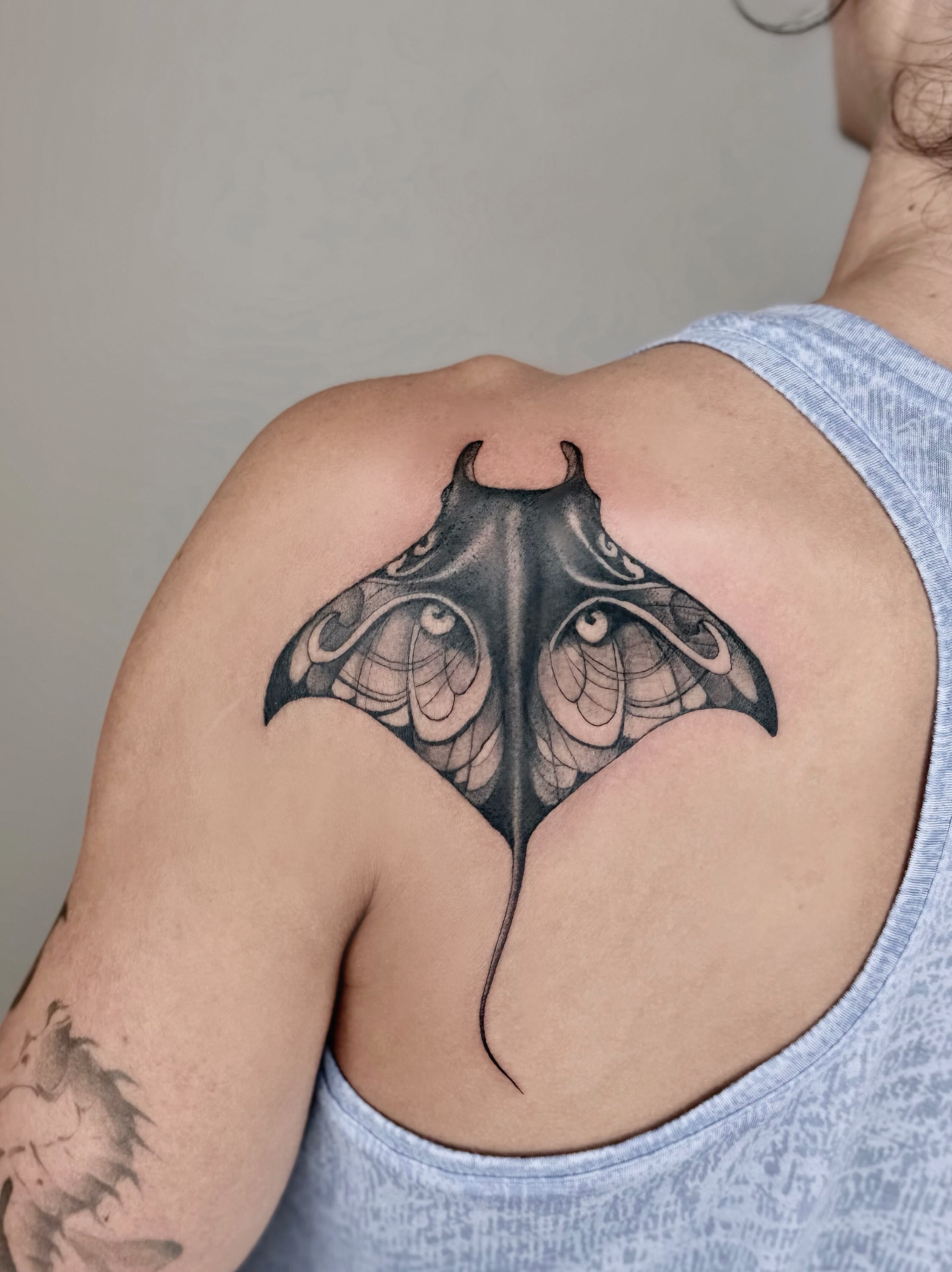 Ray realism tattoo on the shoulder by ๐๐๐๐ ๐๐๐๐๐๐ ๐๐๐๐๐