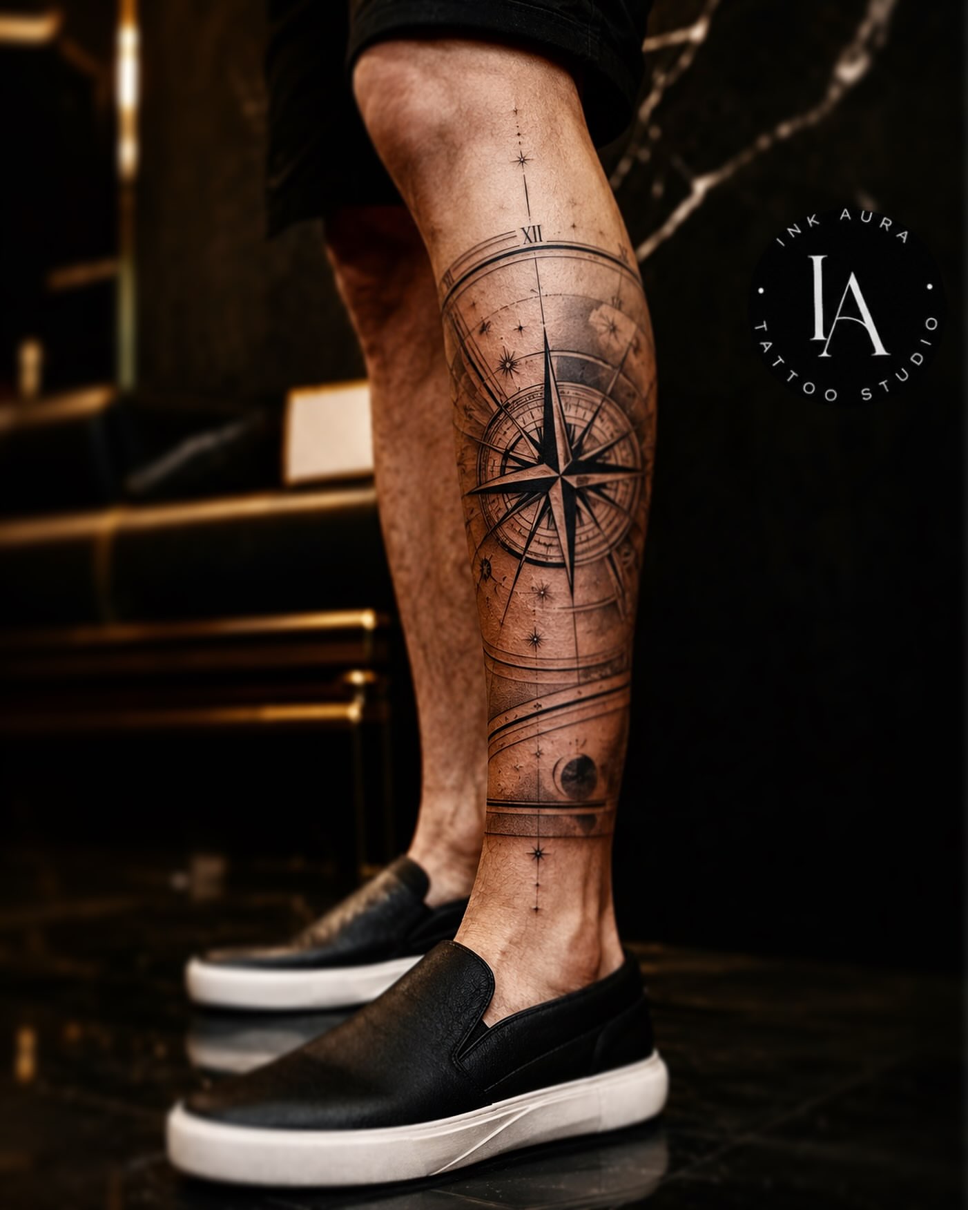 Tattoo by @ink_______aura — black_and_grey, geometric