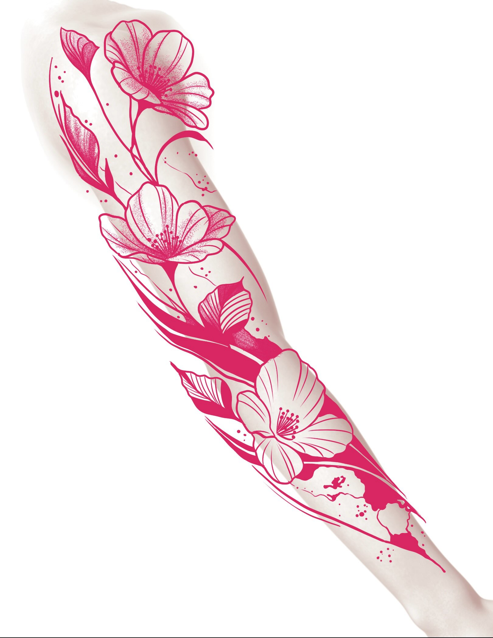 Floral design dotwork tattoo on the forearm by Heather Freitag