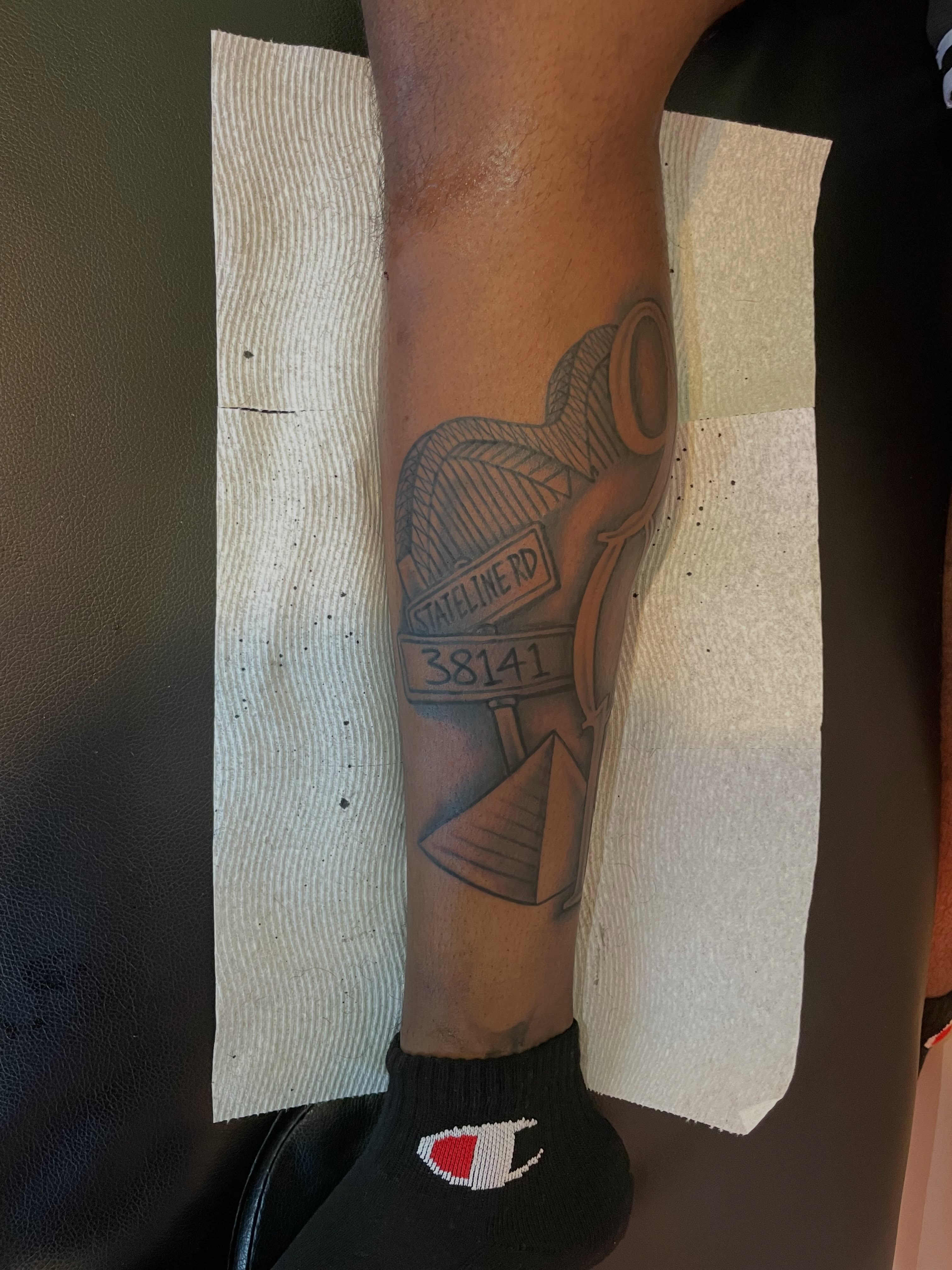 Mailbox black and grey tattoo on the forearm by TreCashTats💉🩸 MisfitzTattooStudio