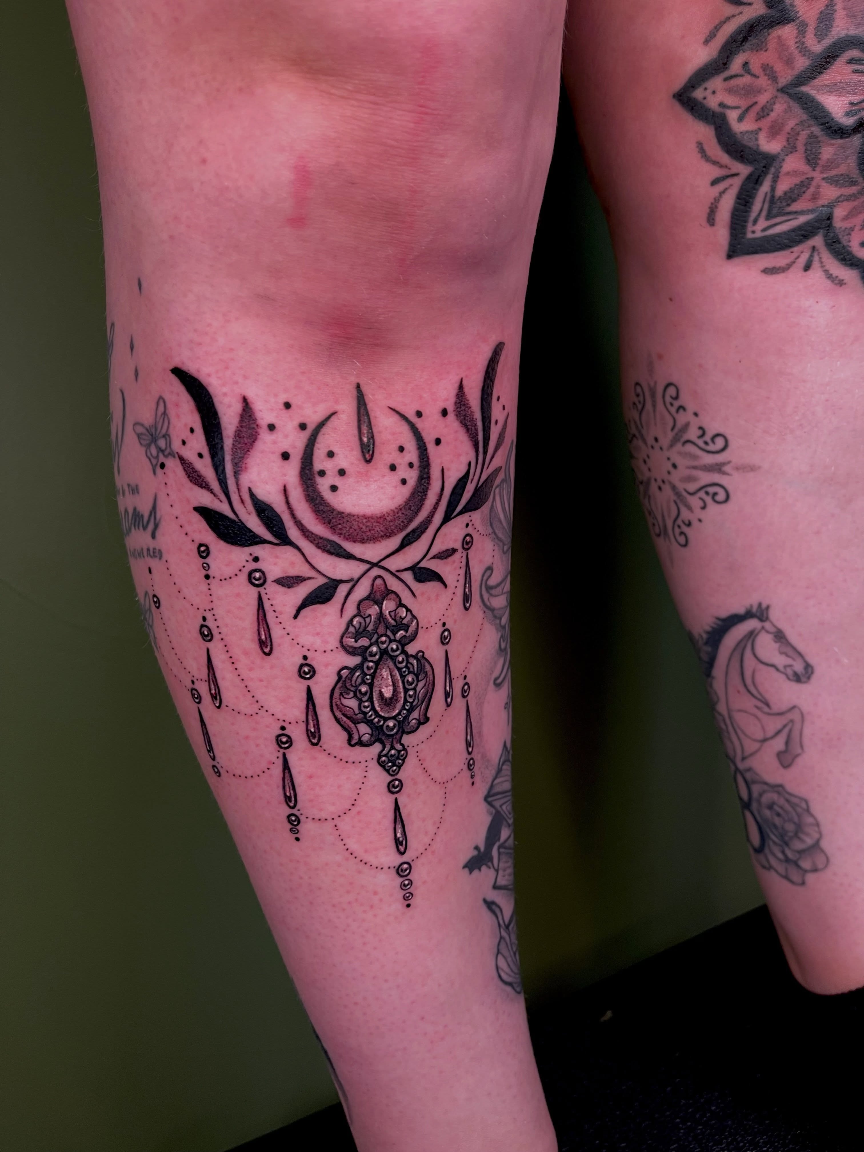 Dreamcatcher dotwork tattoo on the forearm by Destiny Tolman