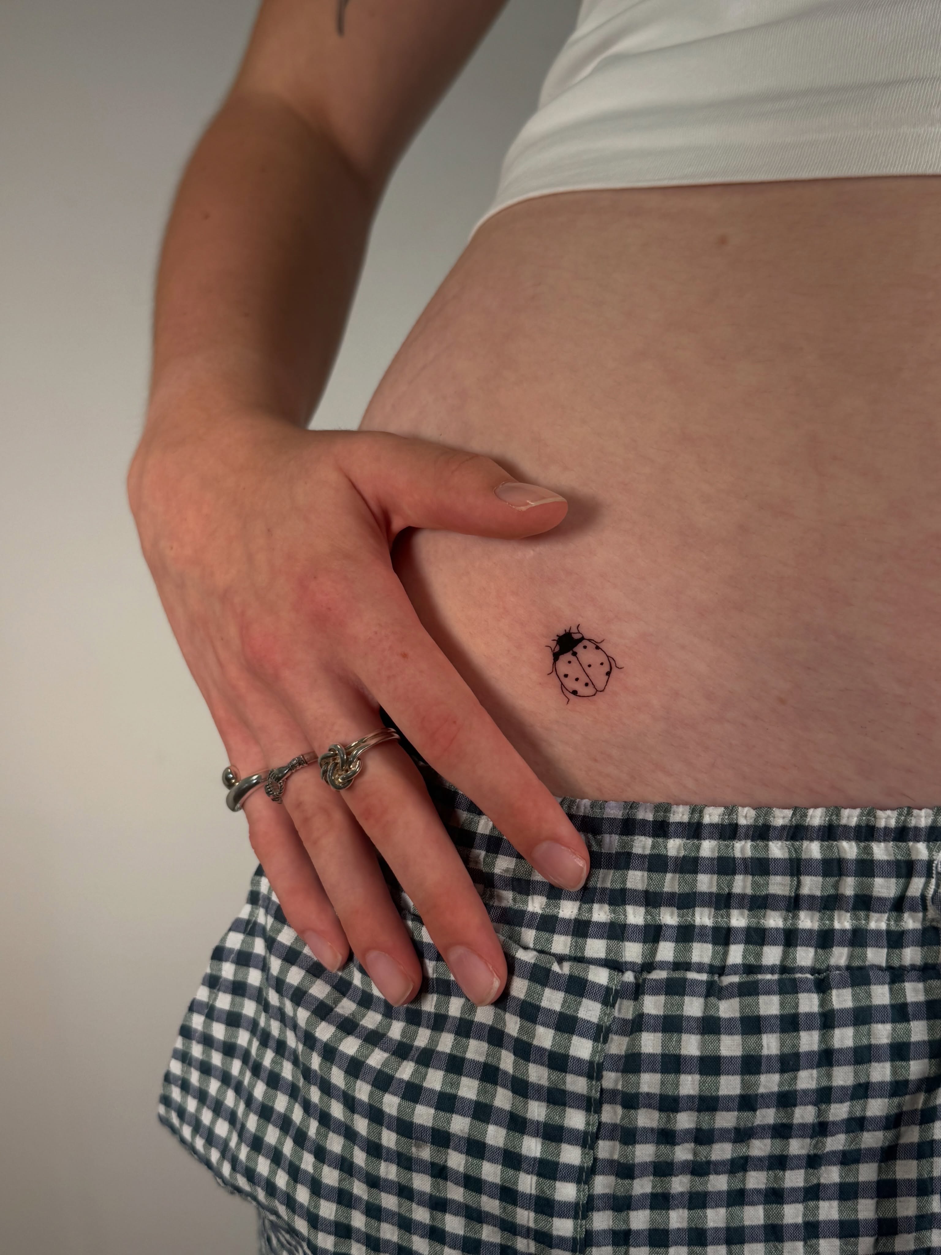 Ladybug dotwork tattoo on the torso by Jules Ink ⋆ Fineline Tattoo